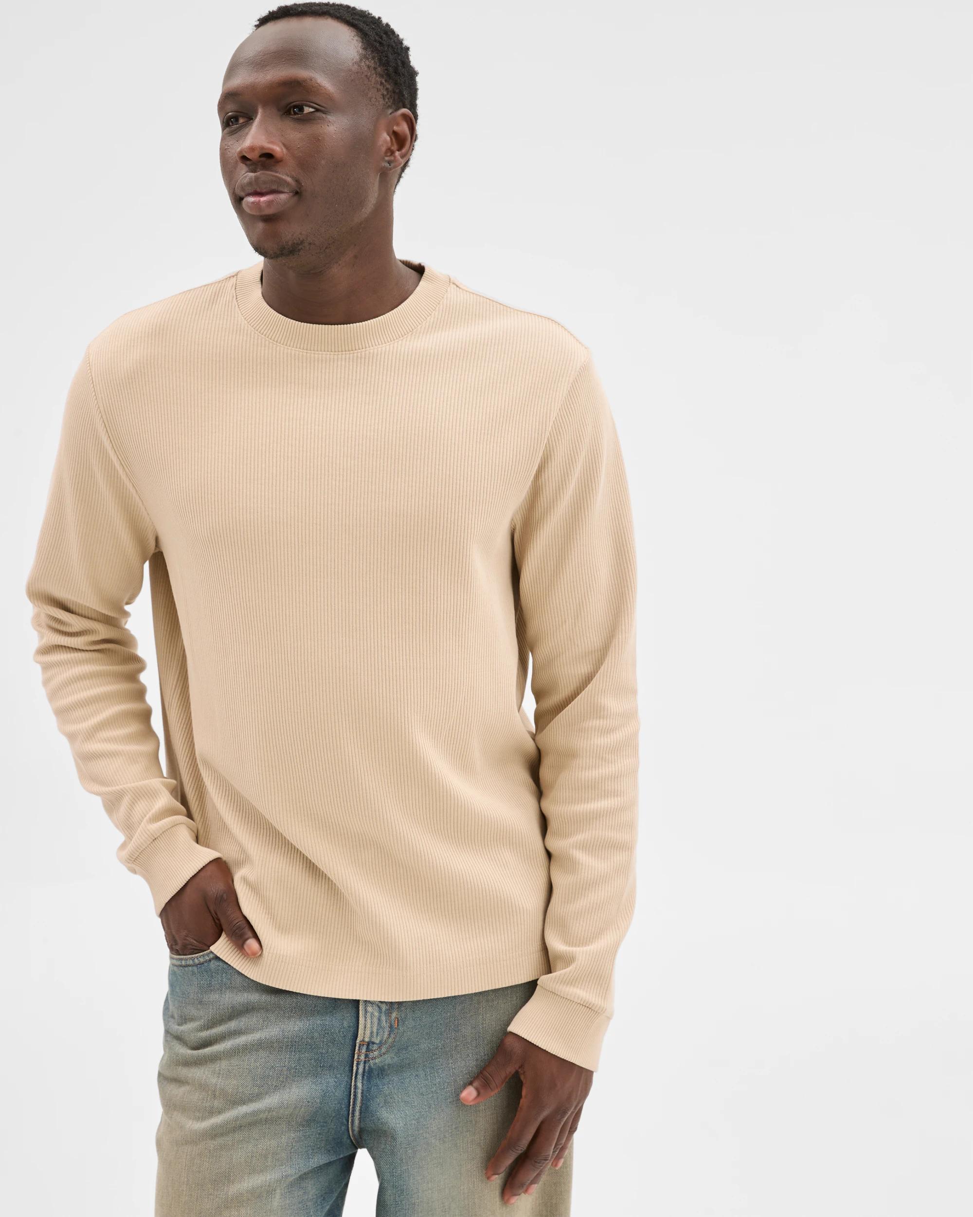 1 Commons Australian Cotton Relaxed Heavyweight Textured T-Shirt ACID SAND, 1 of 6