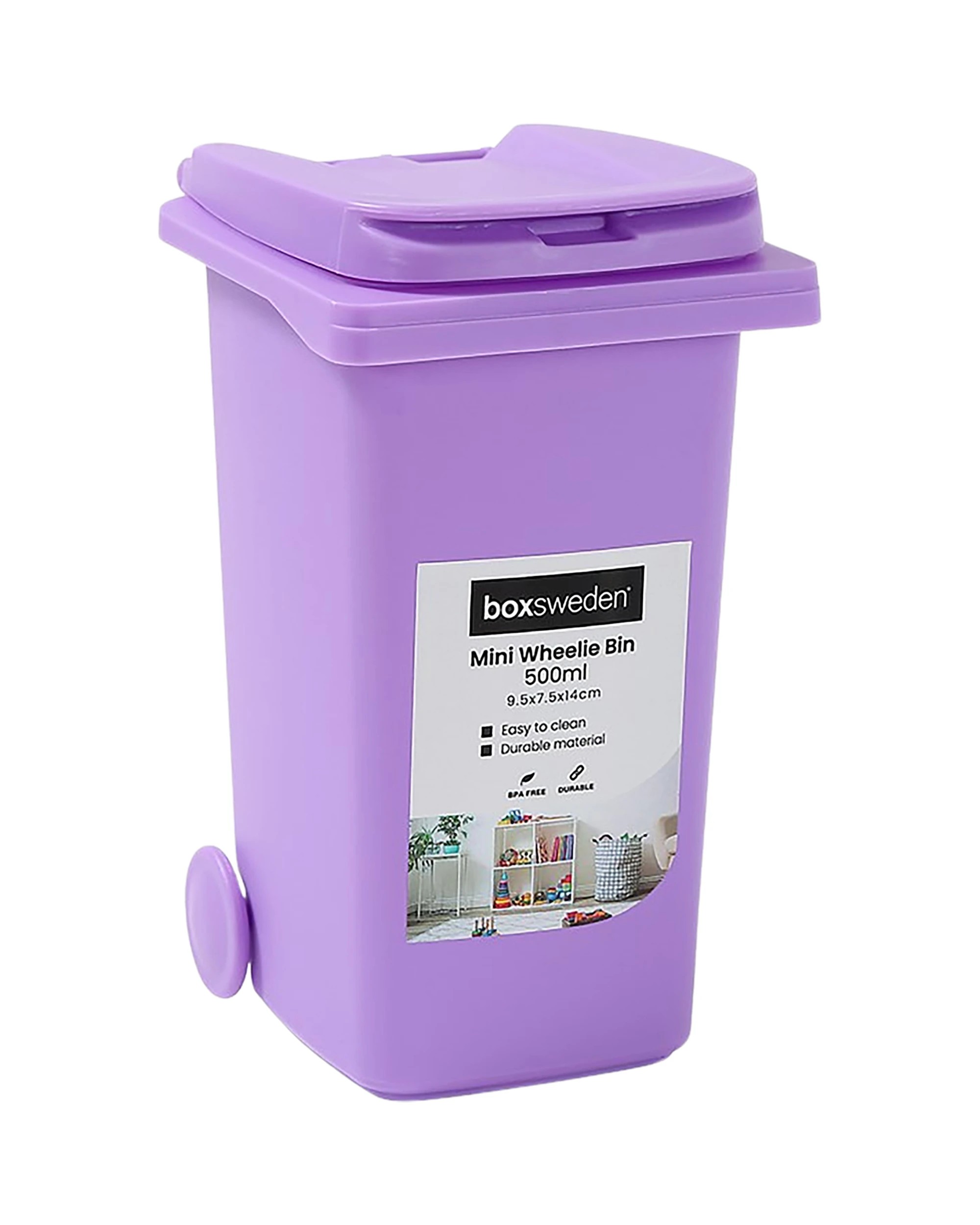 5 Boxsweden Mini Wheelie Bin 14cm Assorted - Assorted, 5 of 5