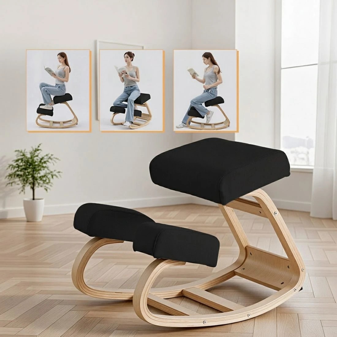 5 Artiss Kneeling Chair w/ Memory Foam, Ergonomic Posture Stool for Office/Gaming, 120kg - Black, 5 of 8