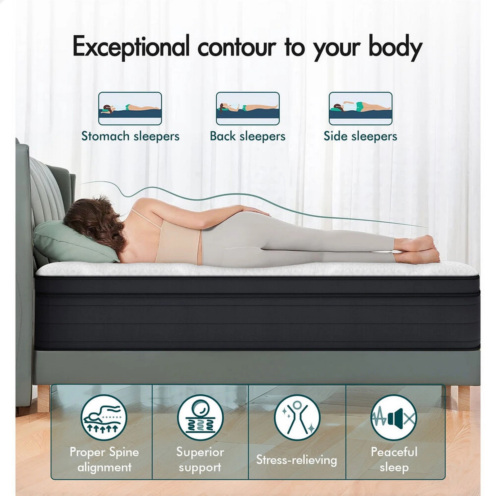 4 Alfordson Mattress Euro Top Spring Foam Bedding 23CM Medium Firm - King Single Bed, 4 of 10