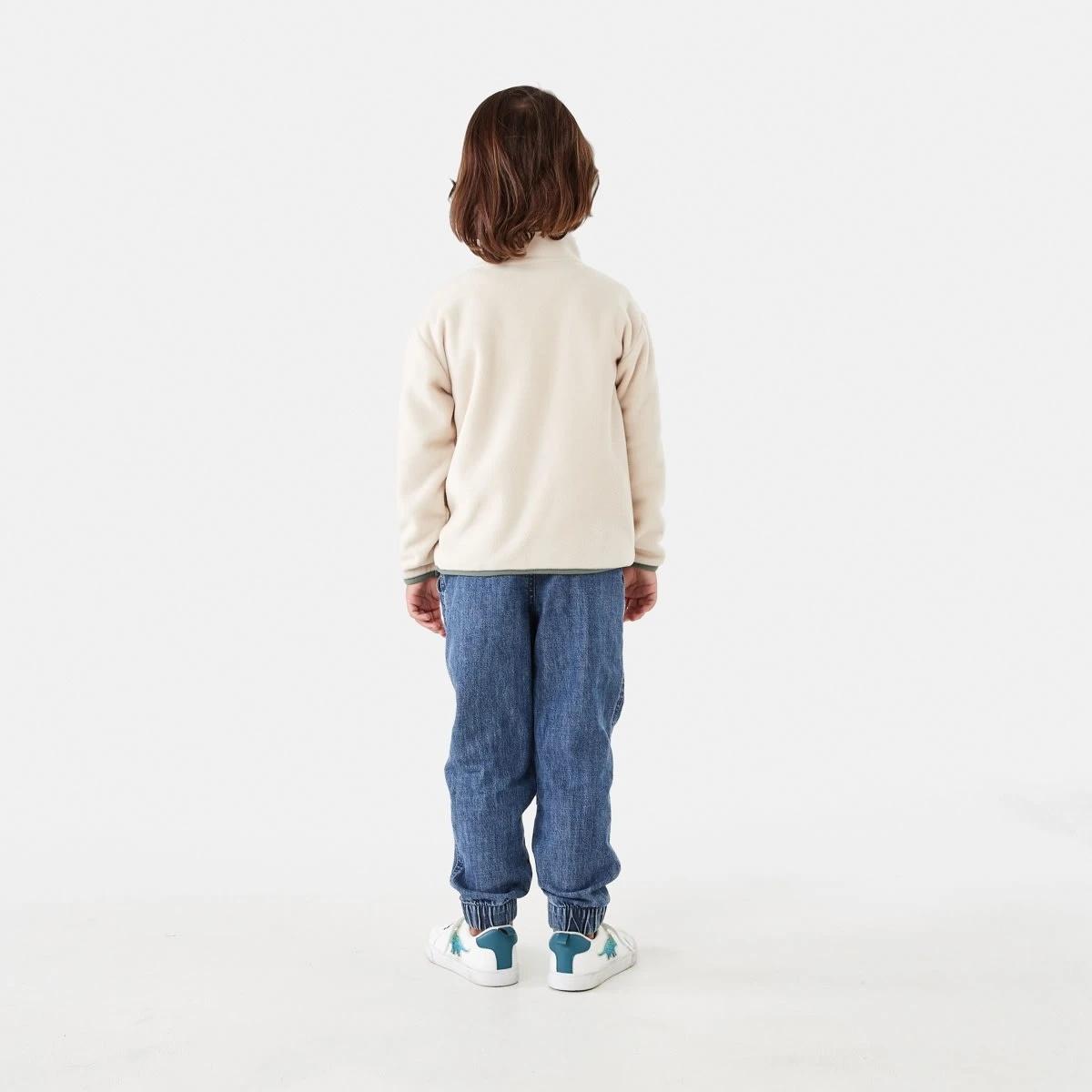 7 Polar Fleece Quarter Zip Sweatshirt Ecru, 7 of 9