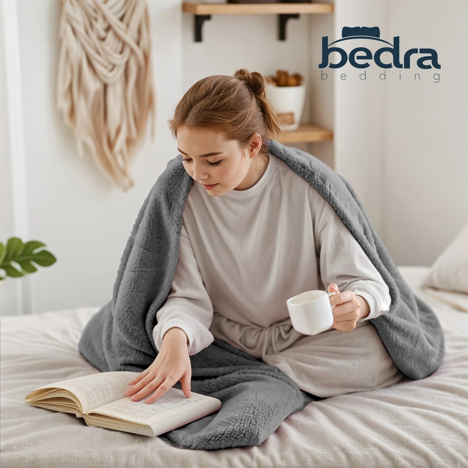 8 Bedra Bedding Electric Heated Throw Rug Washable Blanket Snuggle Flannel Winter - Single Bed - Silver, 8 of 9