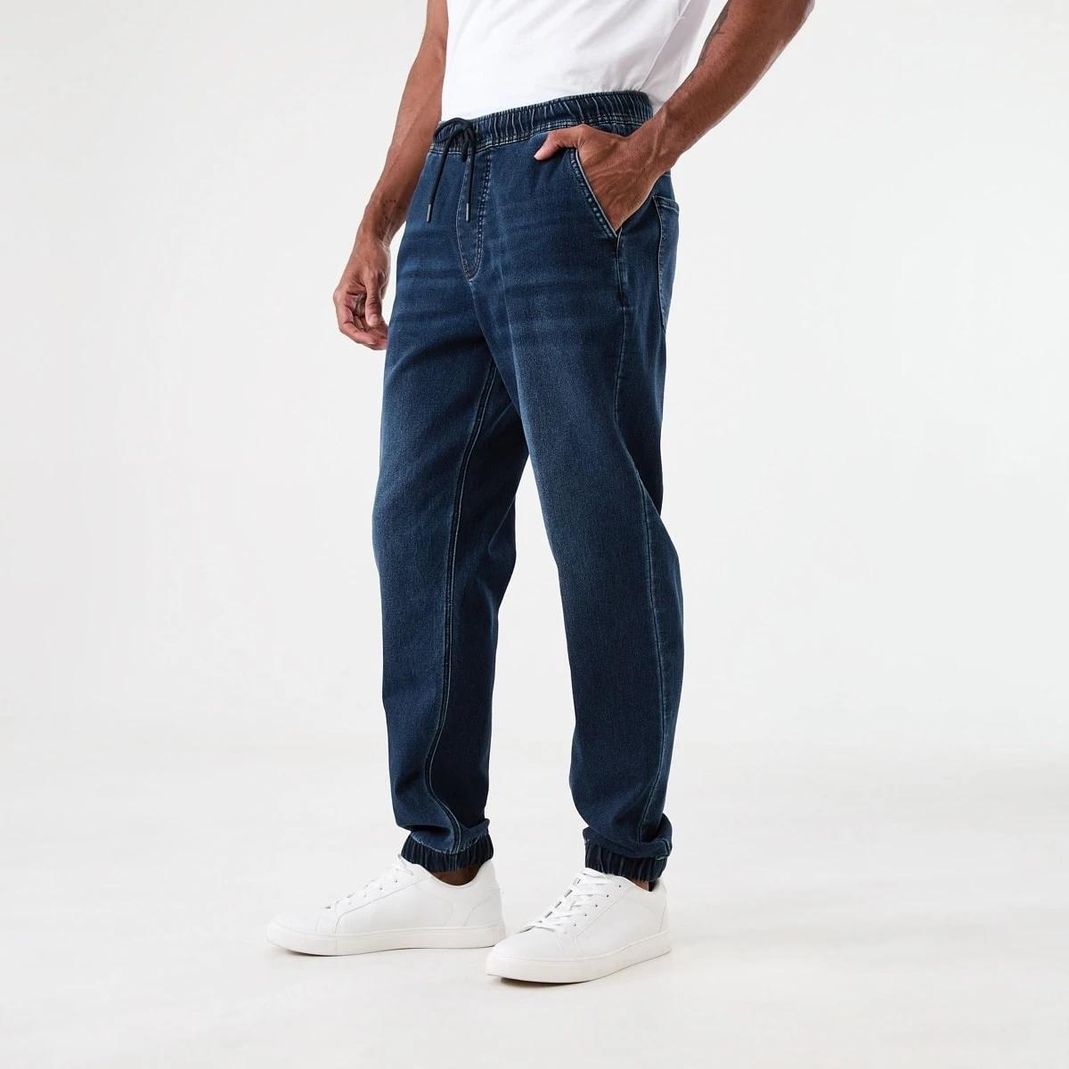 2 Cuffed Denim Joggers DARK BLUE WASH, 2 of 5
