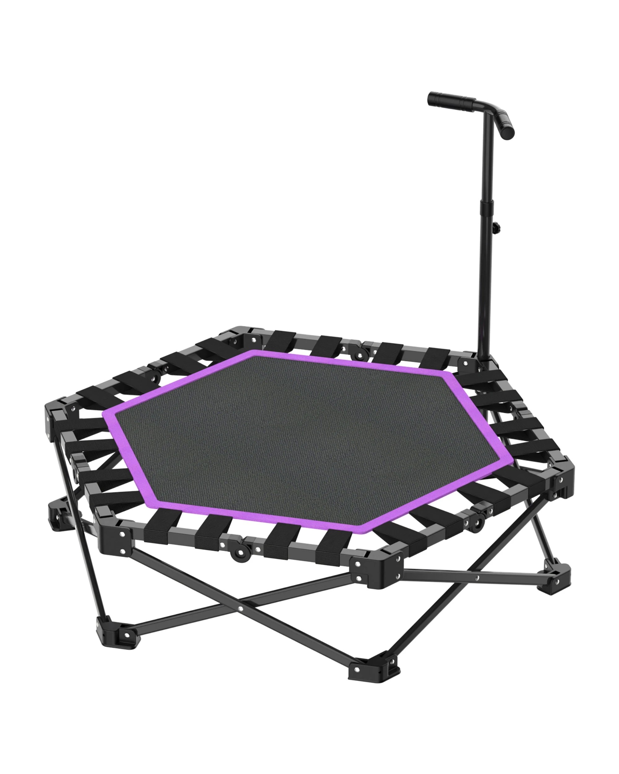 3 Advwin 42" Mini Trampoline 3s Quick Folding Rebounder with 3 Level Adjustable Handle, 150KG Capacity Purple, 3 of 7