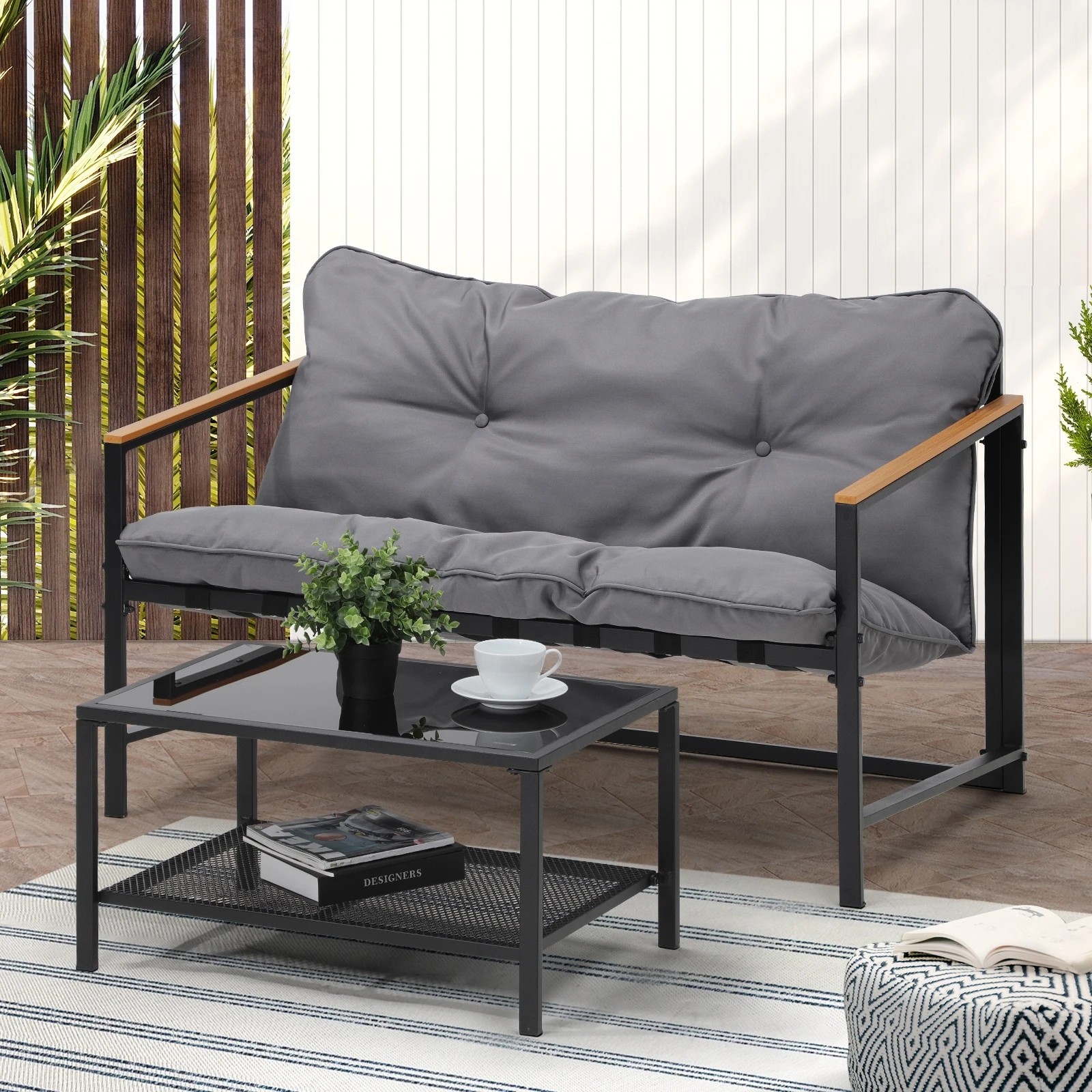 10 Livsip 2 Piece Outdoor Patio Sofa Set Garden Lounge Setting Furniture
 - Multi, 10 of 10