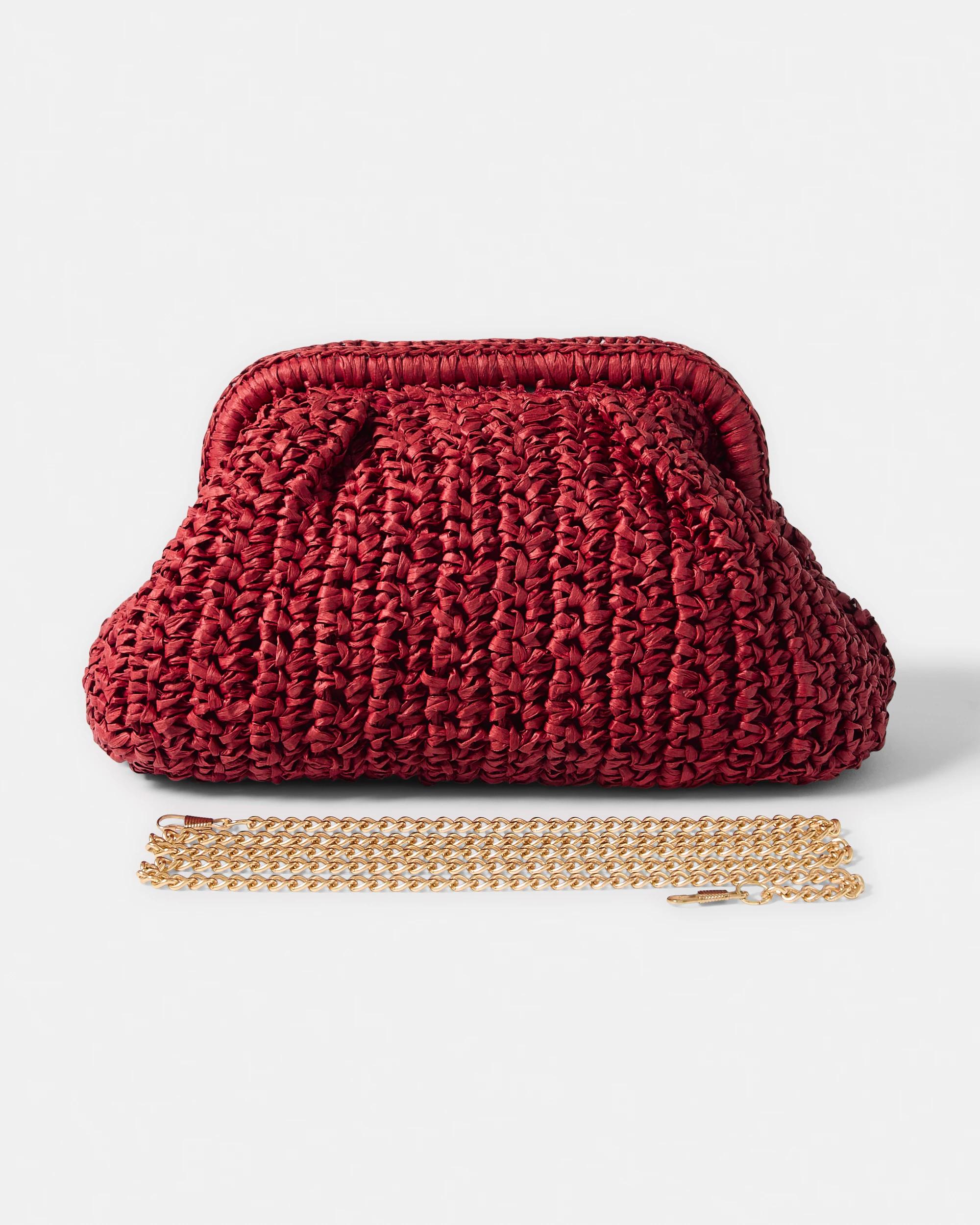 1 Slouchy Straw Clutch Spice Red, 1 of 6
