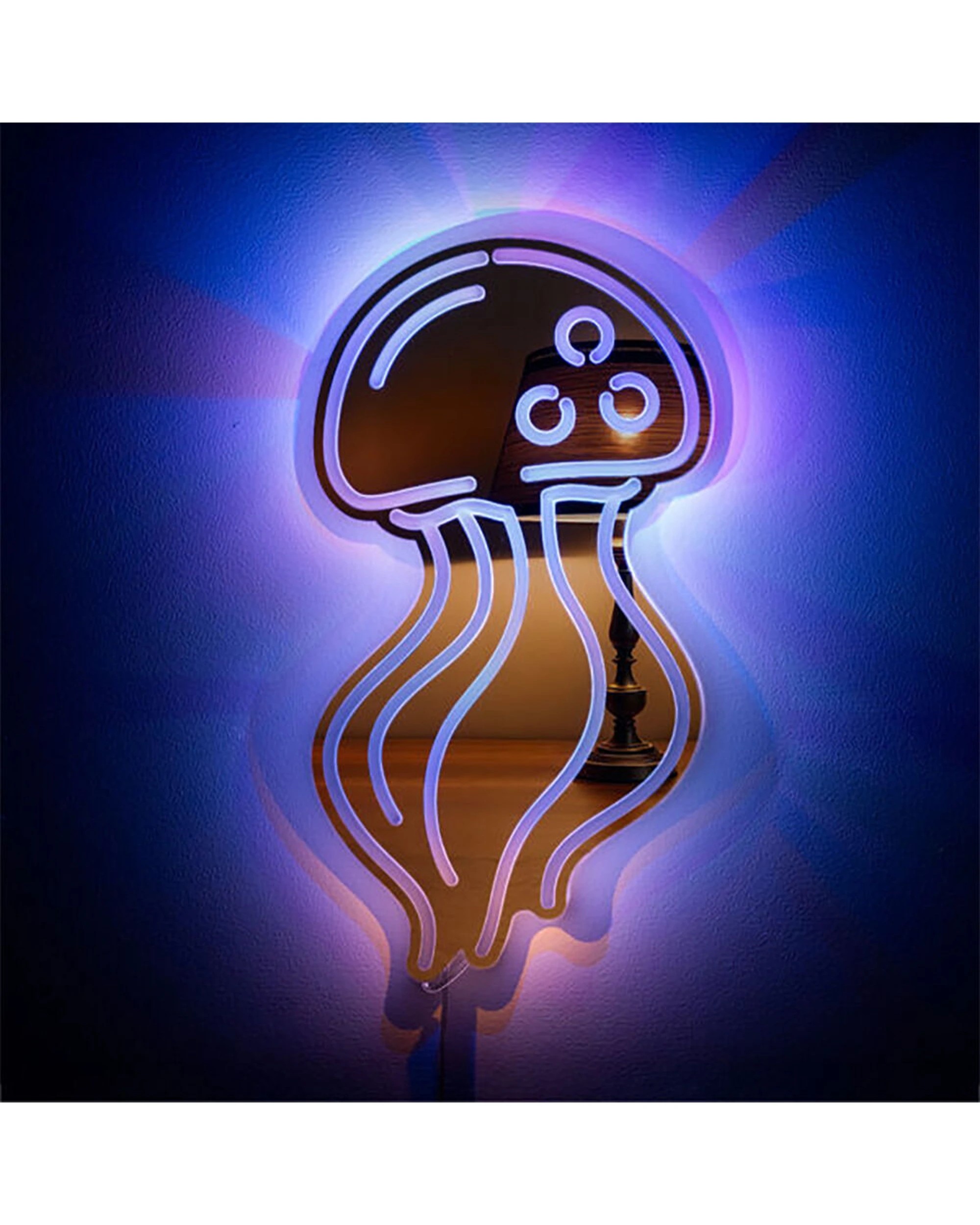 3 Art Tech LED Mirror Wall Light Jellyfish Ocean Theme Decor USB Powered 18x33cm - Grey, 3 of 4