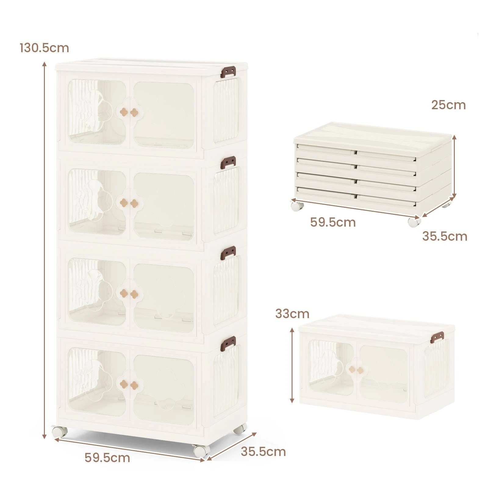 4 Costway 4-Tier Mobile Stackable Storage Bins w/Mag Lids Closet Storage Box Organizer, 4 of 5