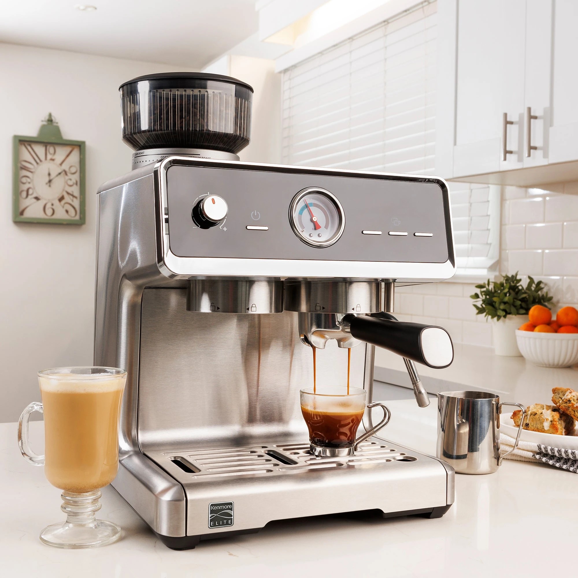 2 Kenmore 2.5L Semi-Automatic Espresso Machine Stainless Steel - Silver, 2 of 9