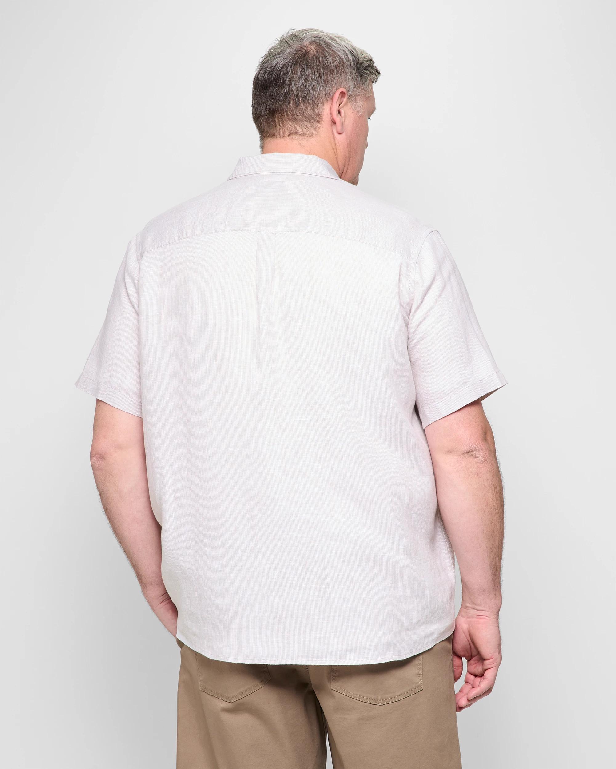 4 Target Plus Size European Linen Short Sleeve Shirt LIGHT STONE, 4 of 5