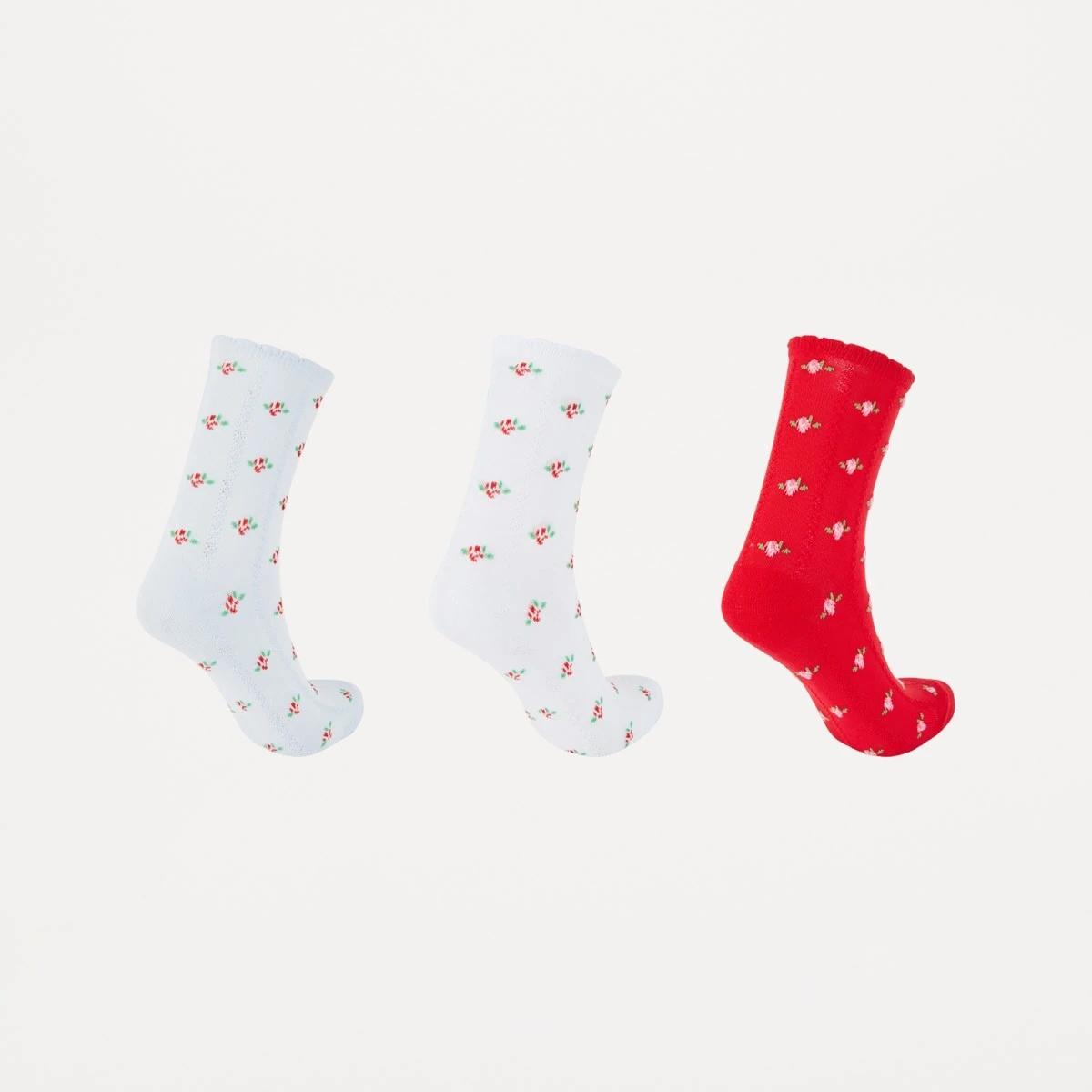 2 3 Pack Pointelle Quarter Crew Socks BLUE POINTELLE, 2 of 3