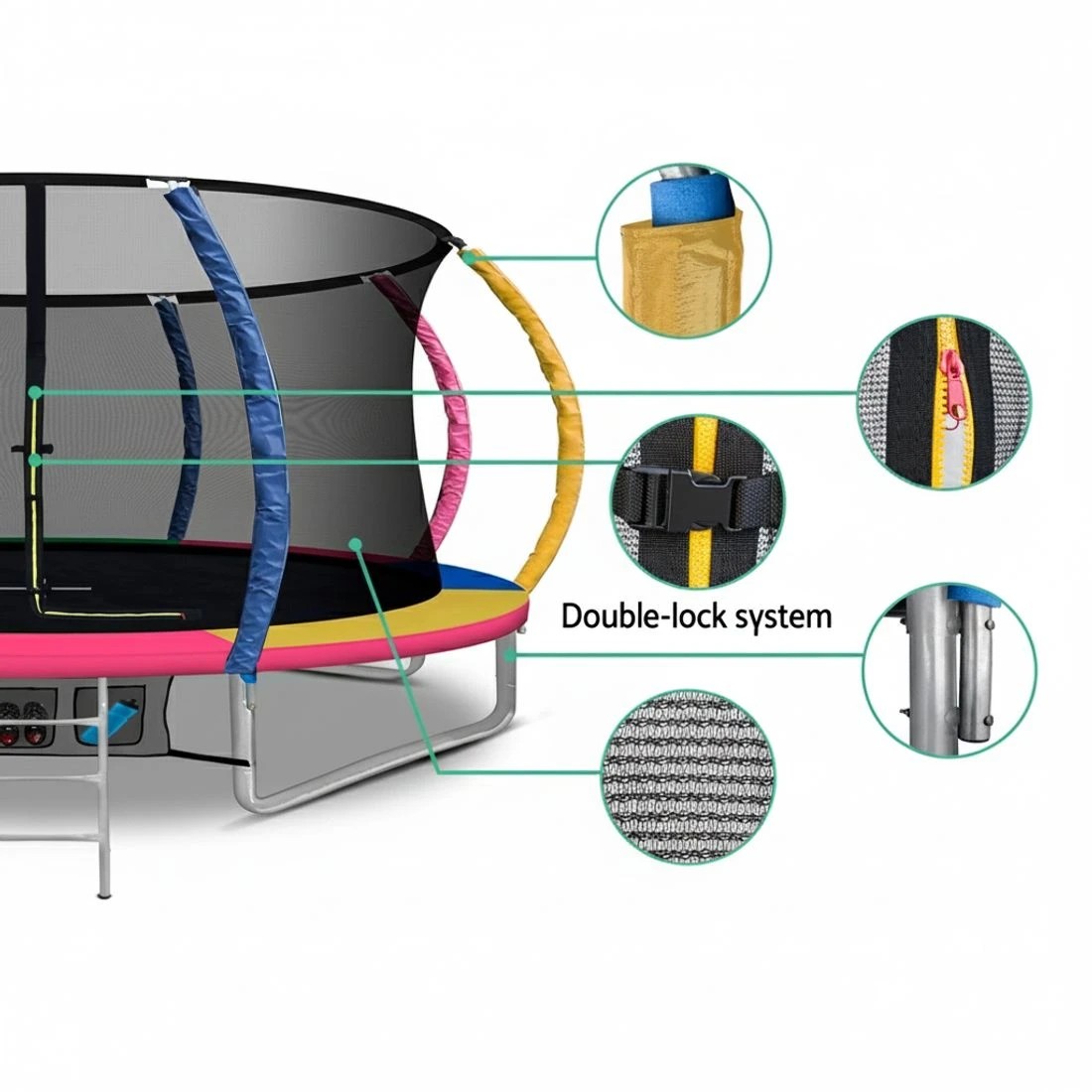 6 Everfit 14FT Trampoline for Kids w/ Ladder Enclosure Safety Net Rebounder - Multi, 6 of 7