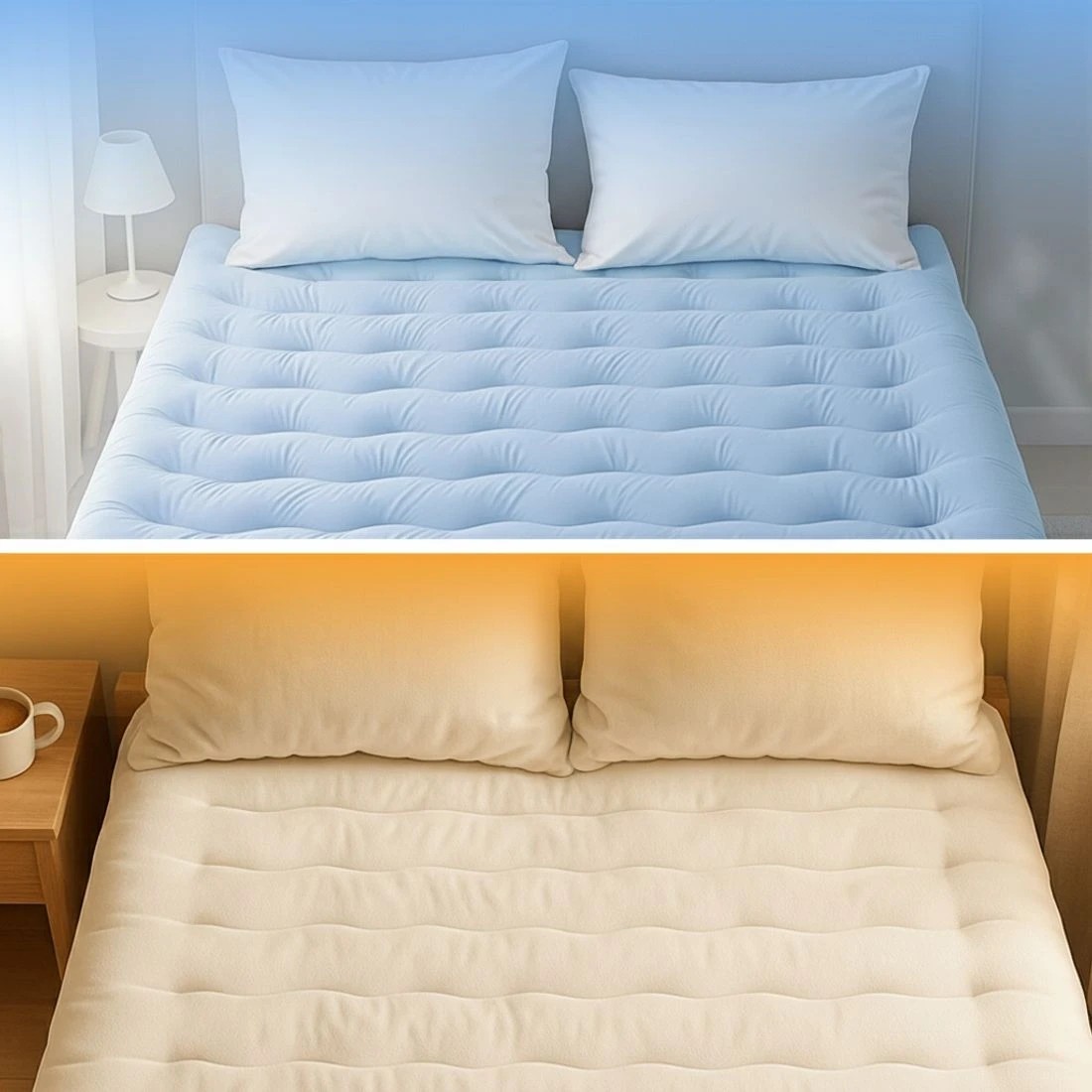 6 Giselle 5cm Mattress Topper Pillowtop toppers Double-Sided Double - Blue, 6 of 9