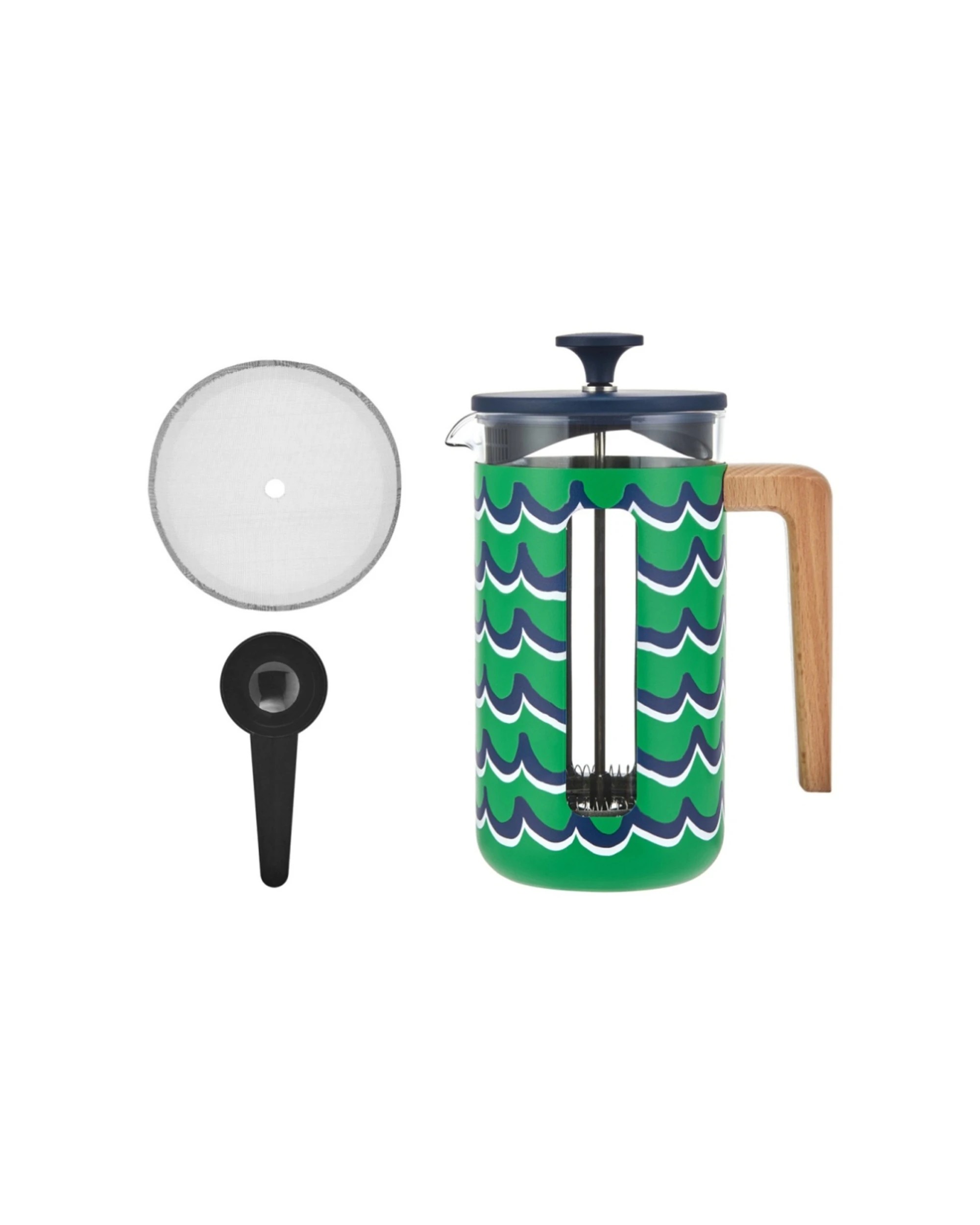 2 La Cafetiere Pisa Cafetiere Stainless Steel Coffee Plunger 1L Cyan Tides - Green, 2 of 7