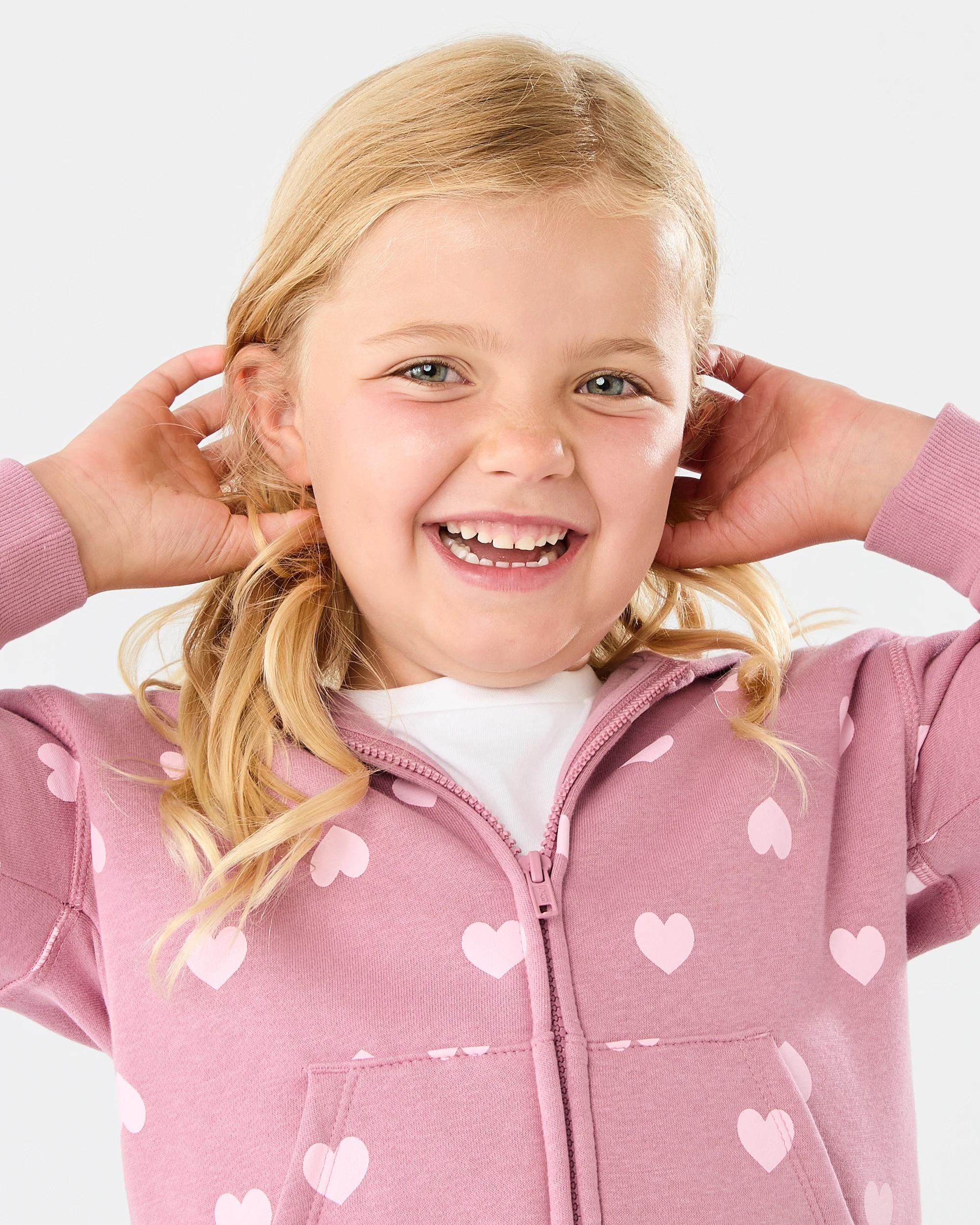 3 Zip Through Hoodie Pink Heart, 3 of 8