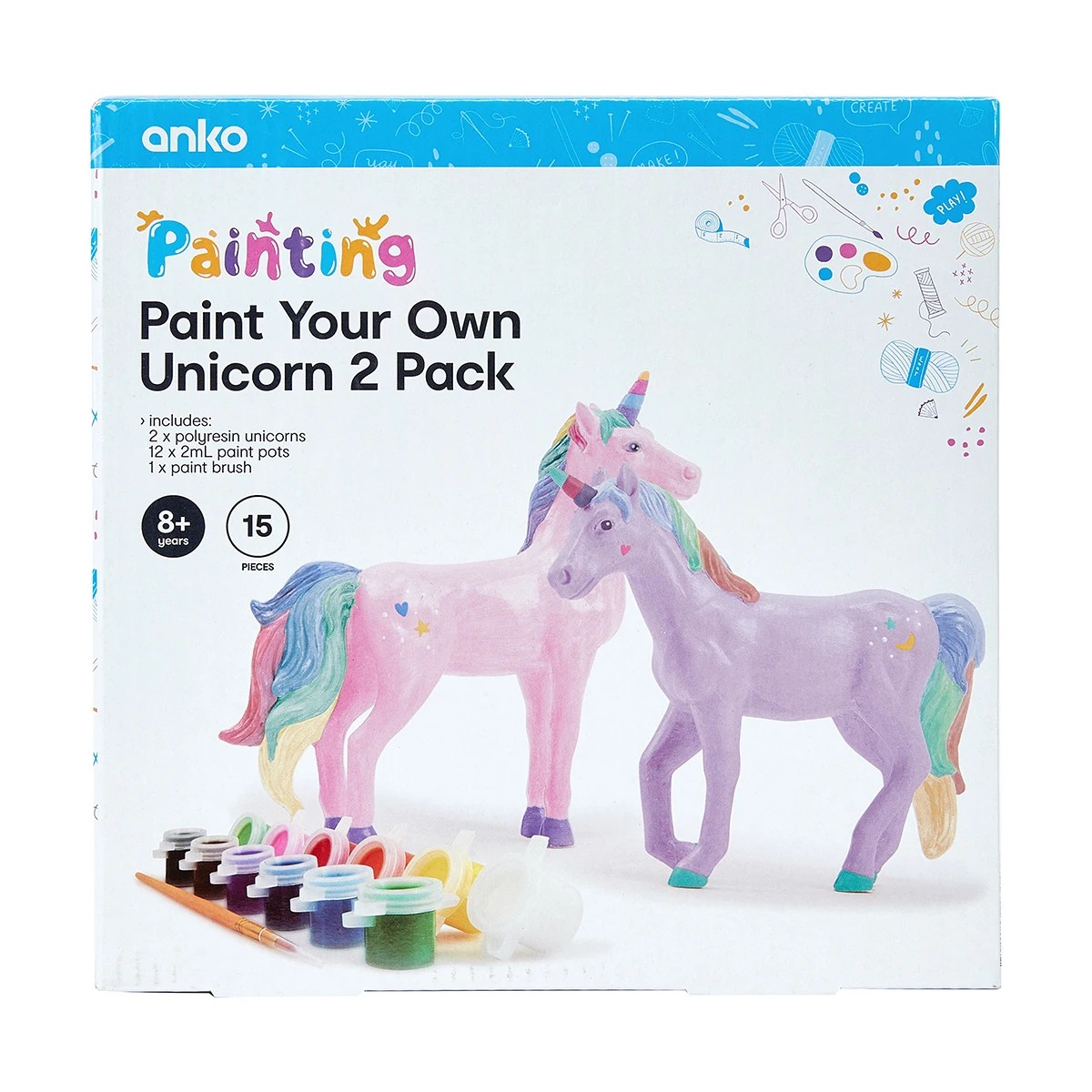 1 15 Piece Paint Your Own 2 Pack Unicorn, 1 of 10