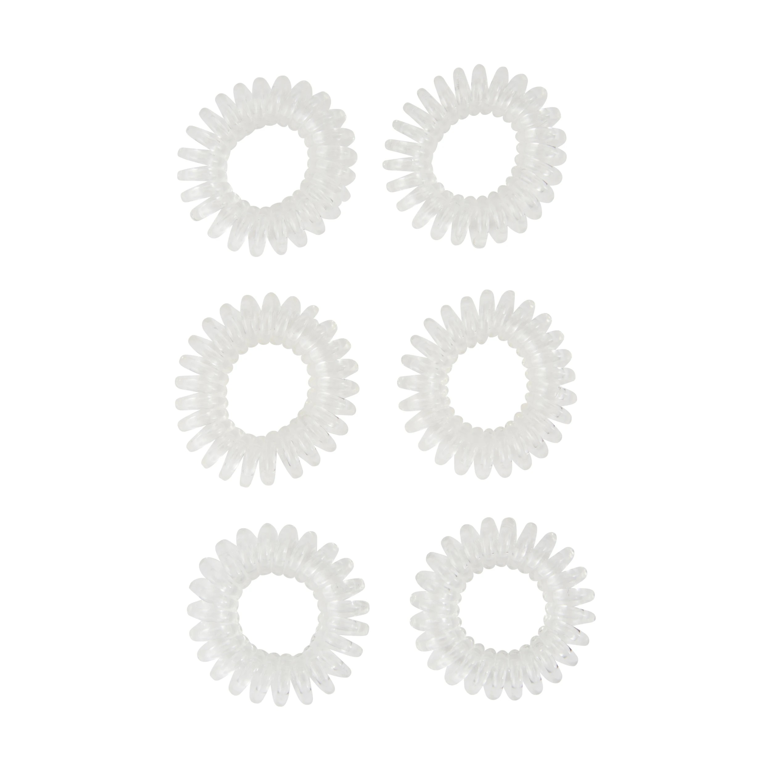 1 OXX Haircare 6 Piece Spiral Hair Elastics - Clear, 1 of 4