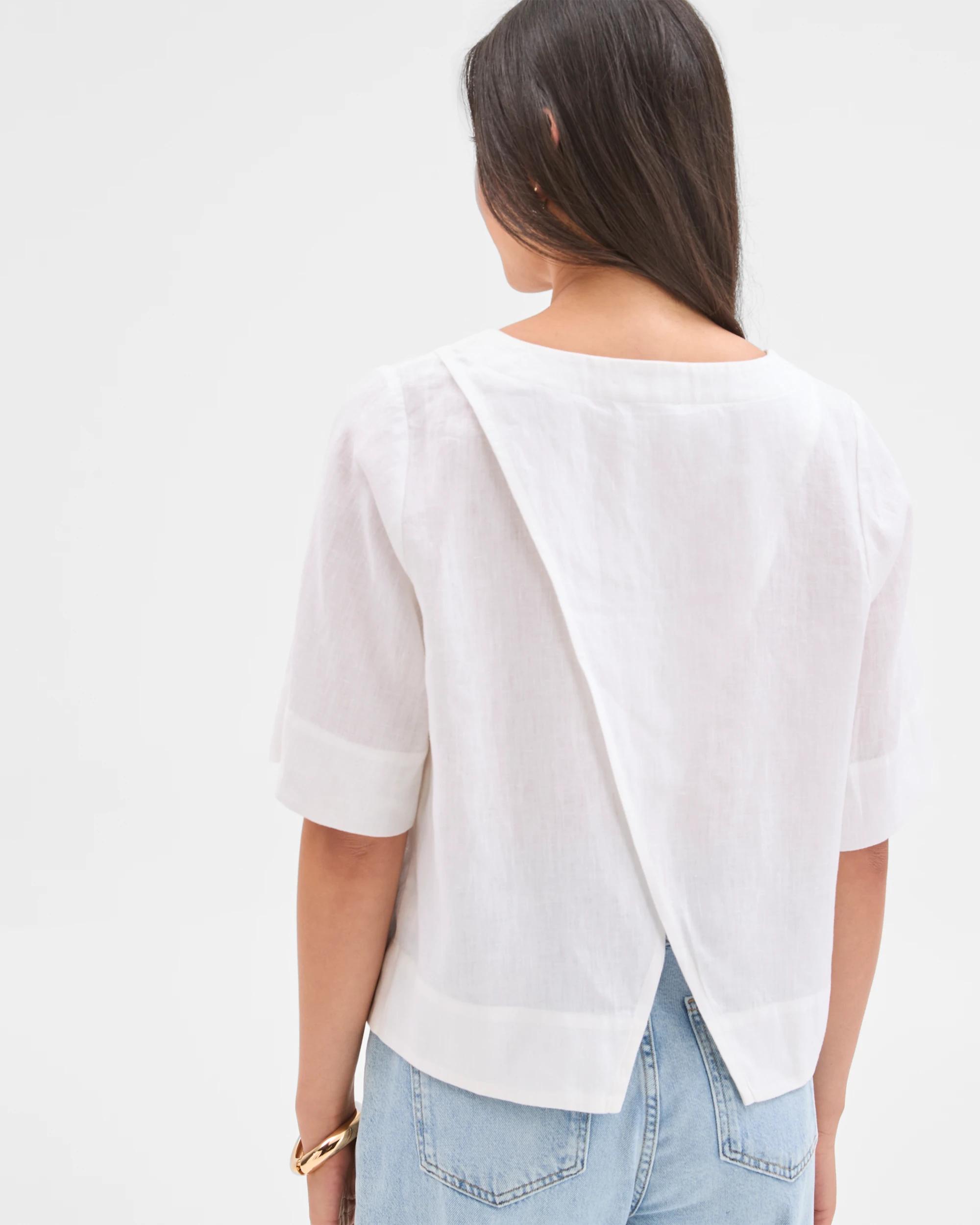 6 Target Woman European Linen Cross Back Top WHITE, 6 of 6