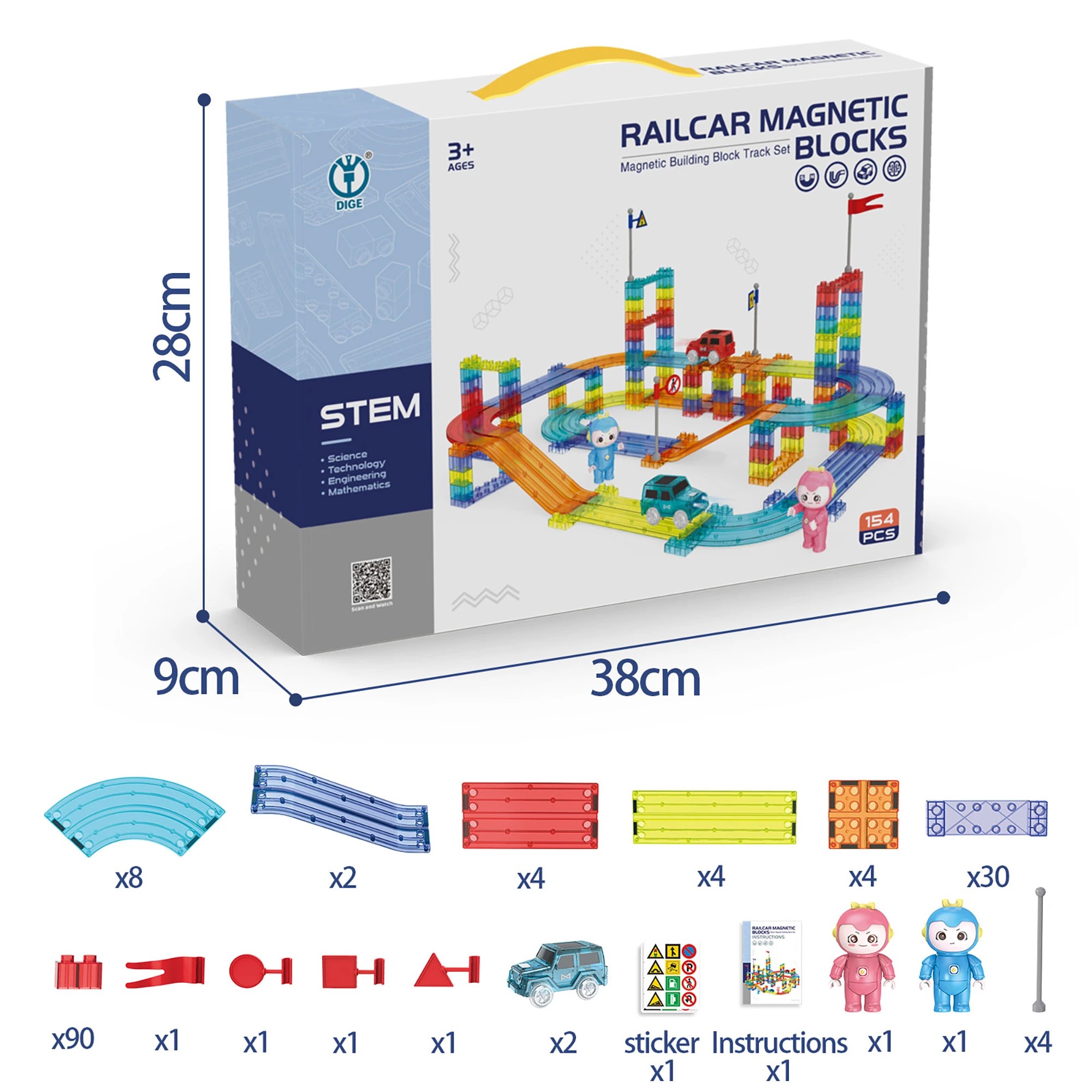 3 Traderight Kids 154pcs Magnetic Tiles Blocks, 3 of 7
