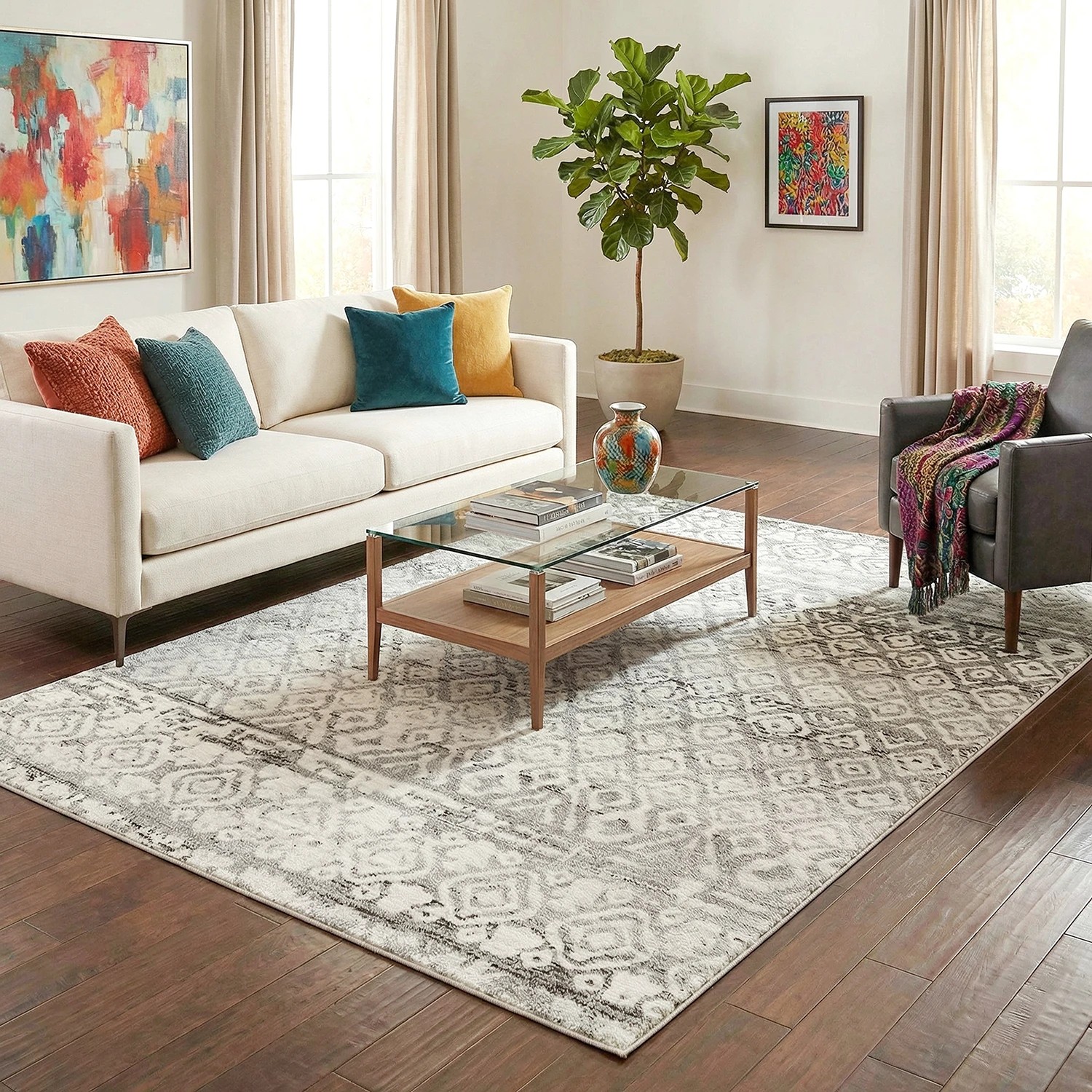 2 Common Ground Rugs Bluebay 451 230x160cm - Medium Pet Friendly Floor Rug - Grey, 2 of 6