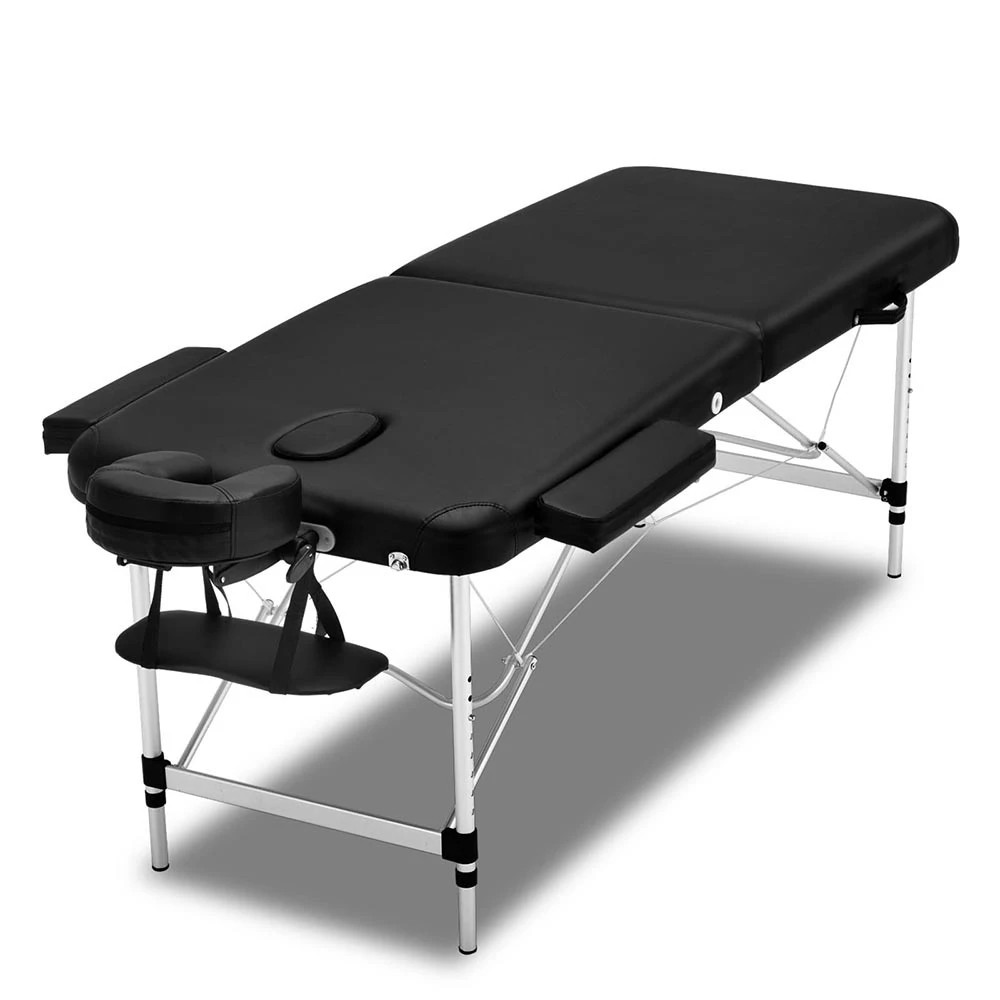 1 Zenses Massage Table 75cm Portable 2 Fold Aluminium Beauty Bed - Black, 1 of 8