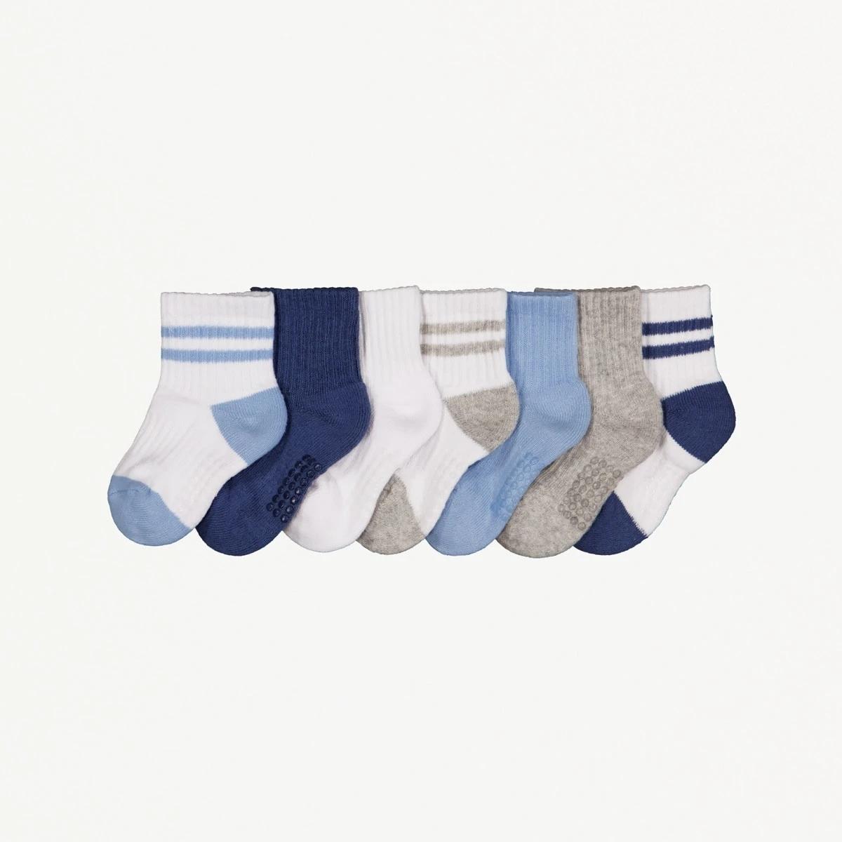 1 7 Pack Sports Quarter Crew Socks SPORTY BLUE, 1 of 2