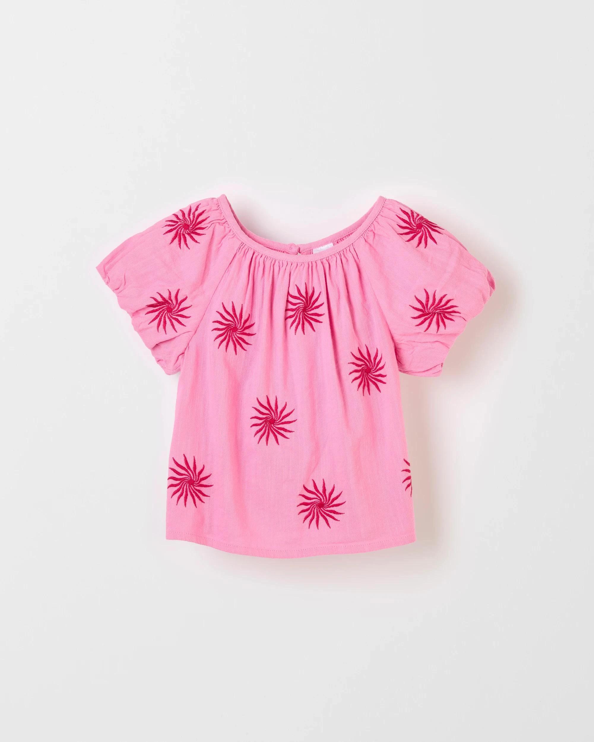 4 Target Embroidered Puff Sleeve Top PINK, 4 of 5