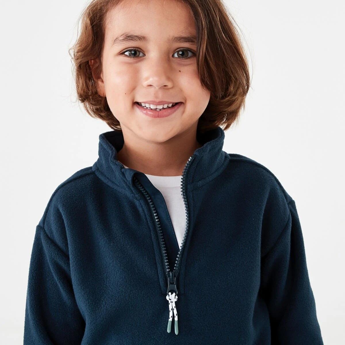 3 Polar Fleece Quarter Zip Sweatshirt Dress Navy, 3 of 9