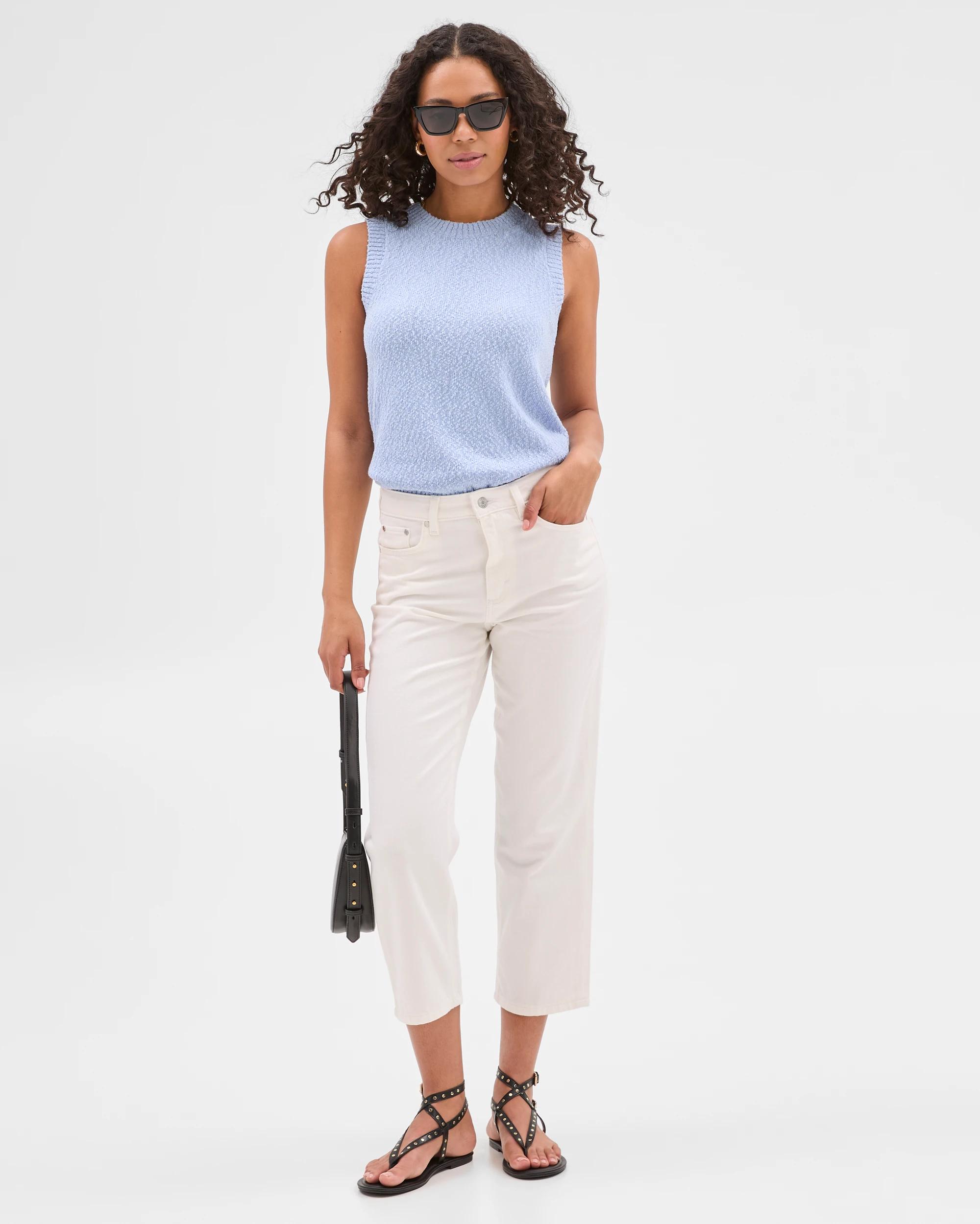 1 Target Mid Rise Crop Length Straight Denim Jeans - Bella WHITE, 1 of 5