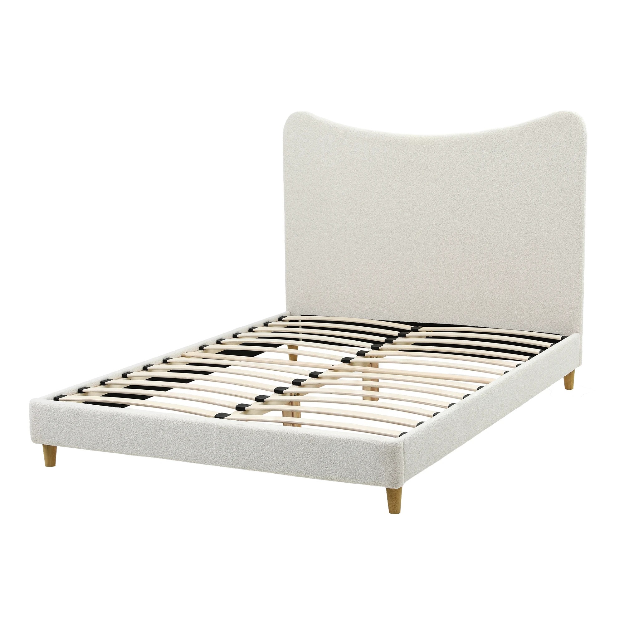10 Artiss Bed Frame with Boucle Headboard, 300kg Capacity - Double Bed - Beige, 10 of 10