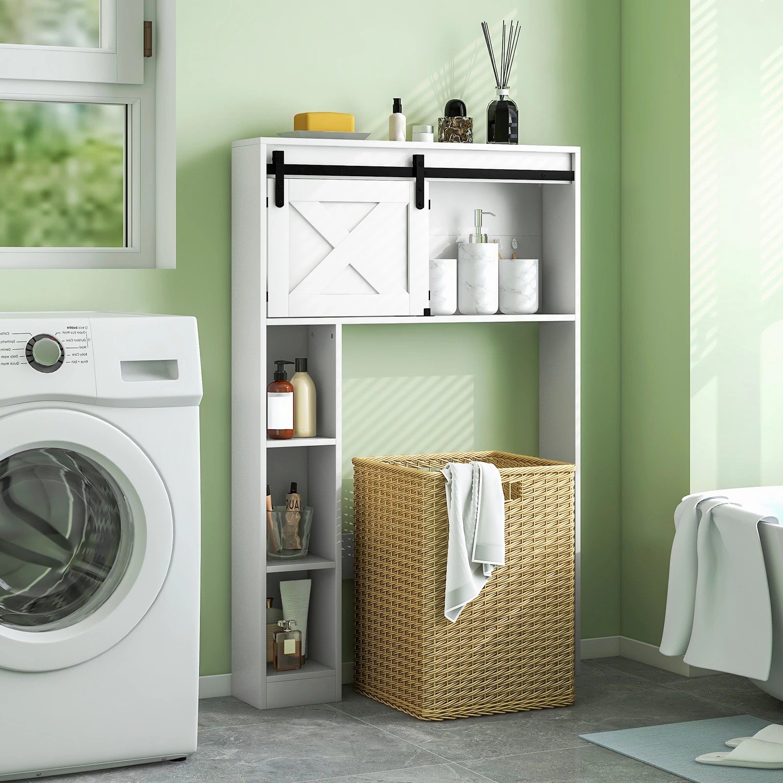 3 Costway Over The Toilet Bathroom Cabinet Storage Shelf Toilet Storage Rack Space Saver - White, 3 of 4