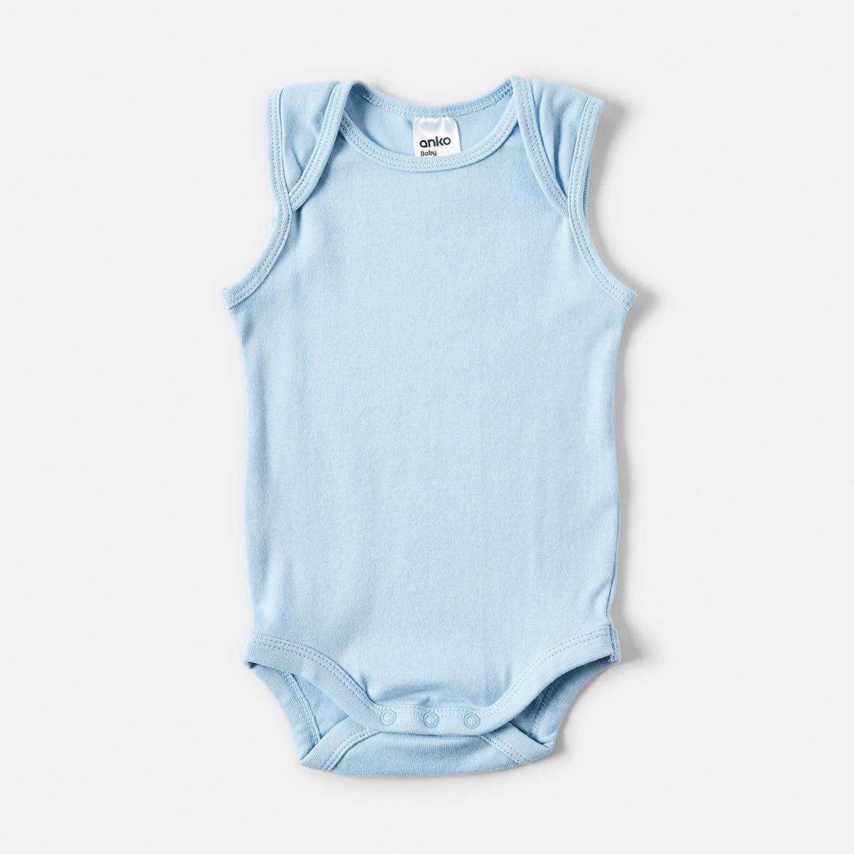3 5 Pack Sleeveless Bodysuits Blue, 3 of 8