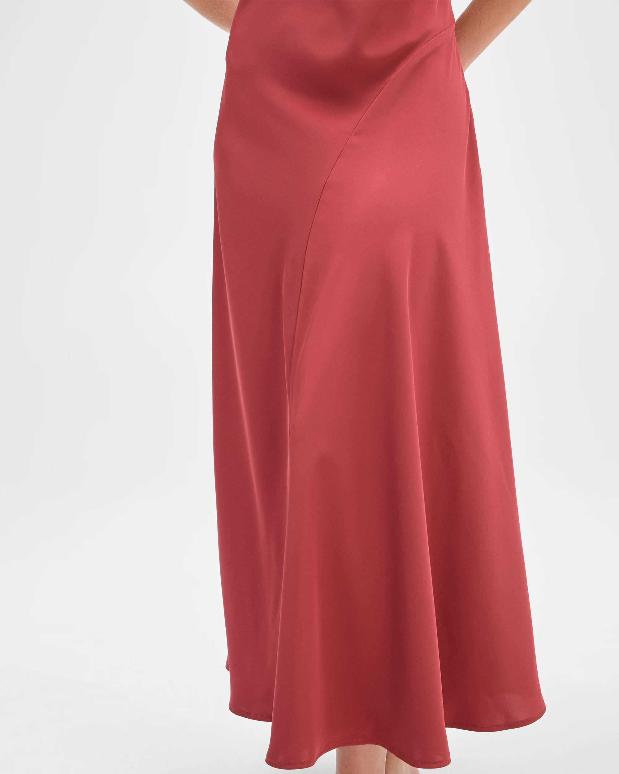 3 Preview Sleeveless Cowl Neck Asymmetric Hem Midi Dress POMEGRANATE, 3 of 7
