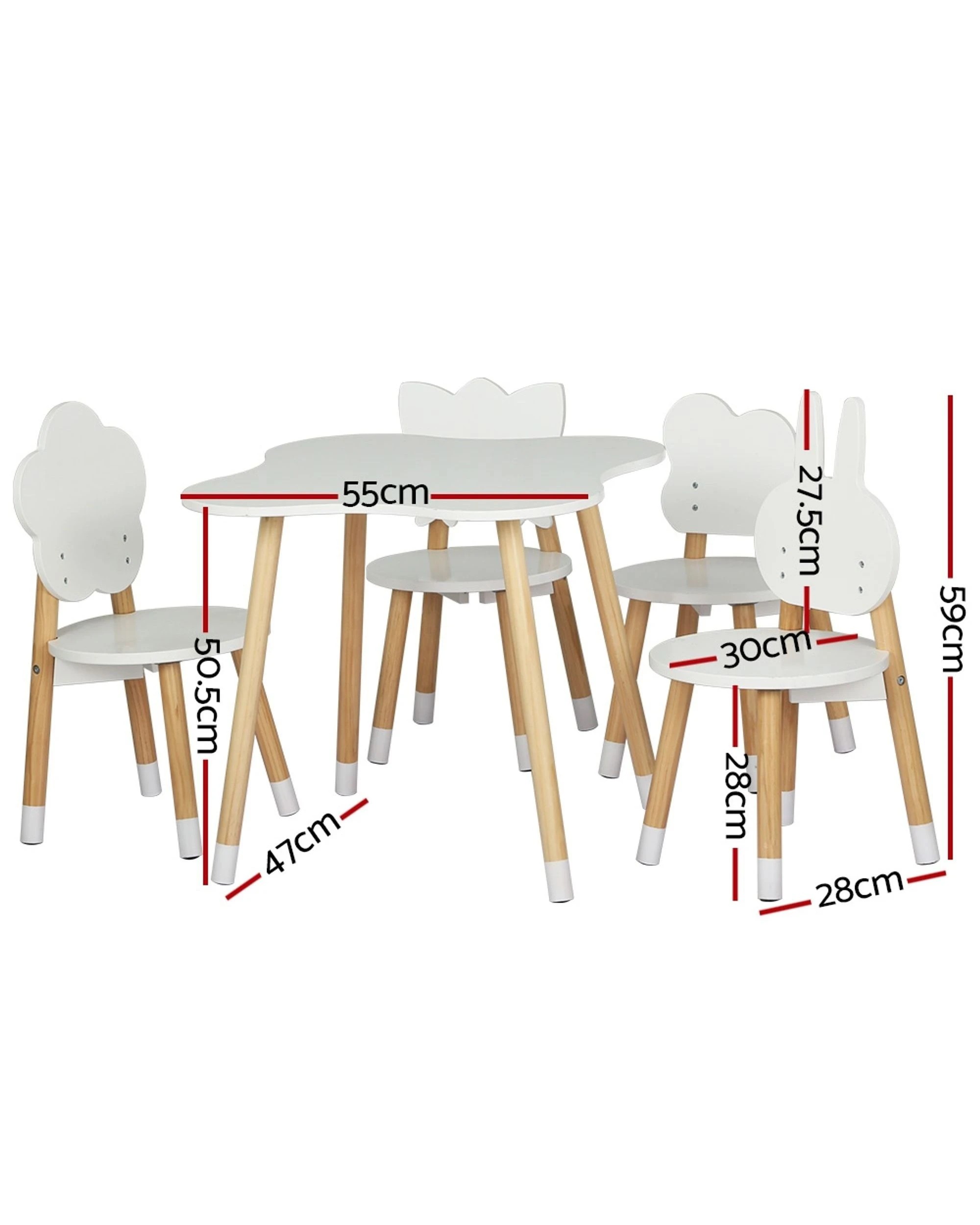 2 Keezi 5PCS Kids Table and Chairs Set Children Activity Study Play Desk - White, 2 of 7