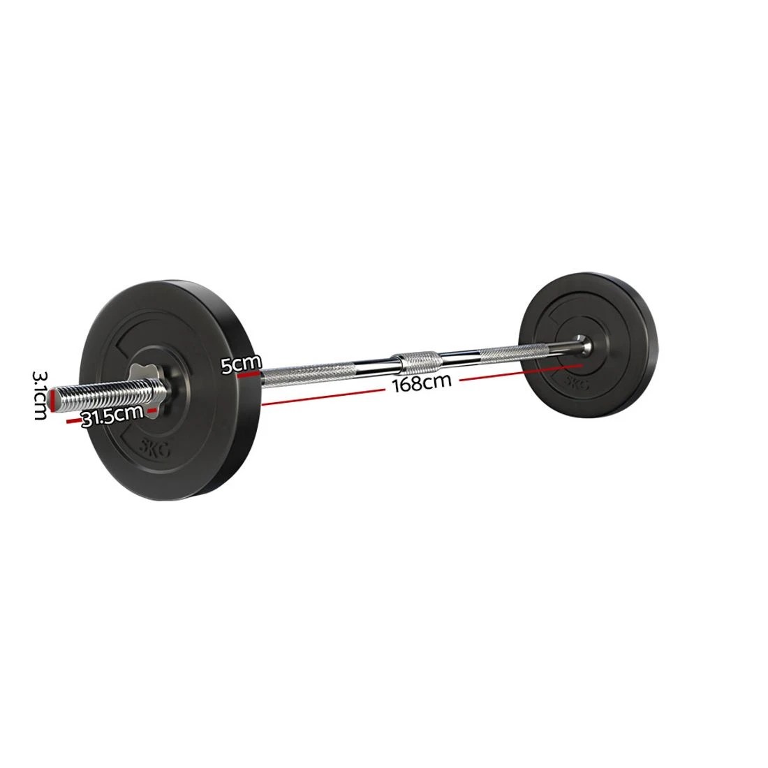 2 Everfit 18kg Barbell Set Weight Plates Bar Lifting Bench 168cm - Multi, 2 of 2