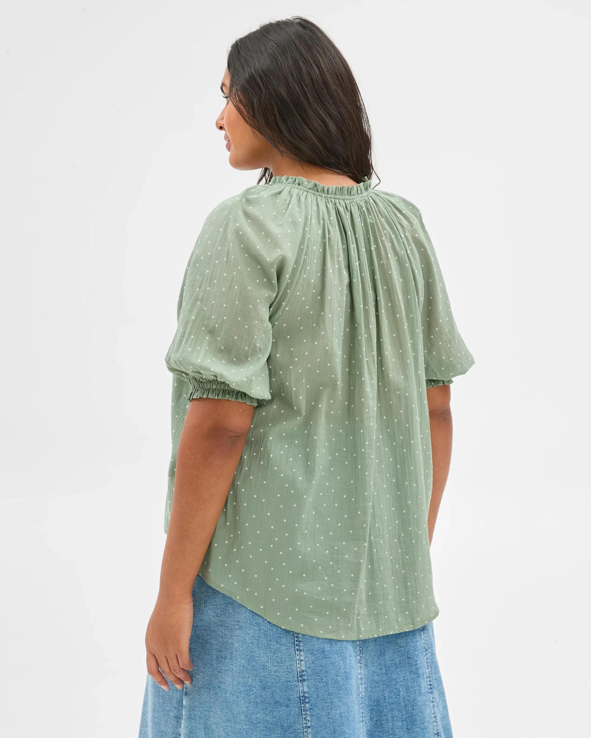 6 Target Plus Size 3/4 Poet Sleeve Blouse SEAGRASS SPOT, 6 of 6