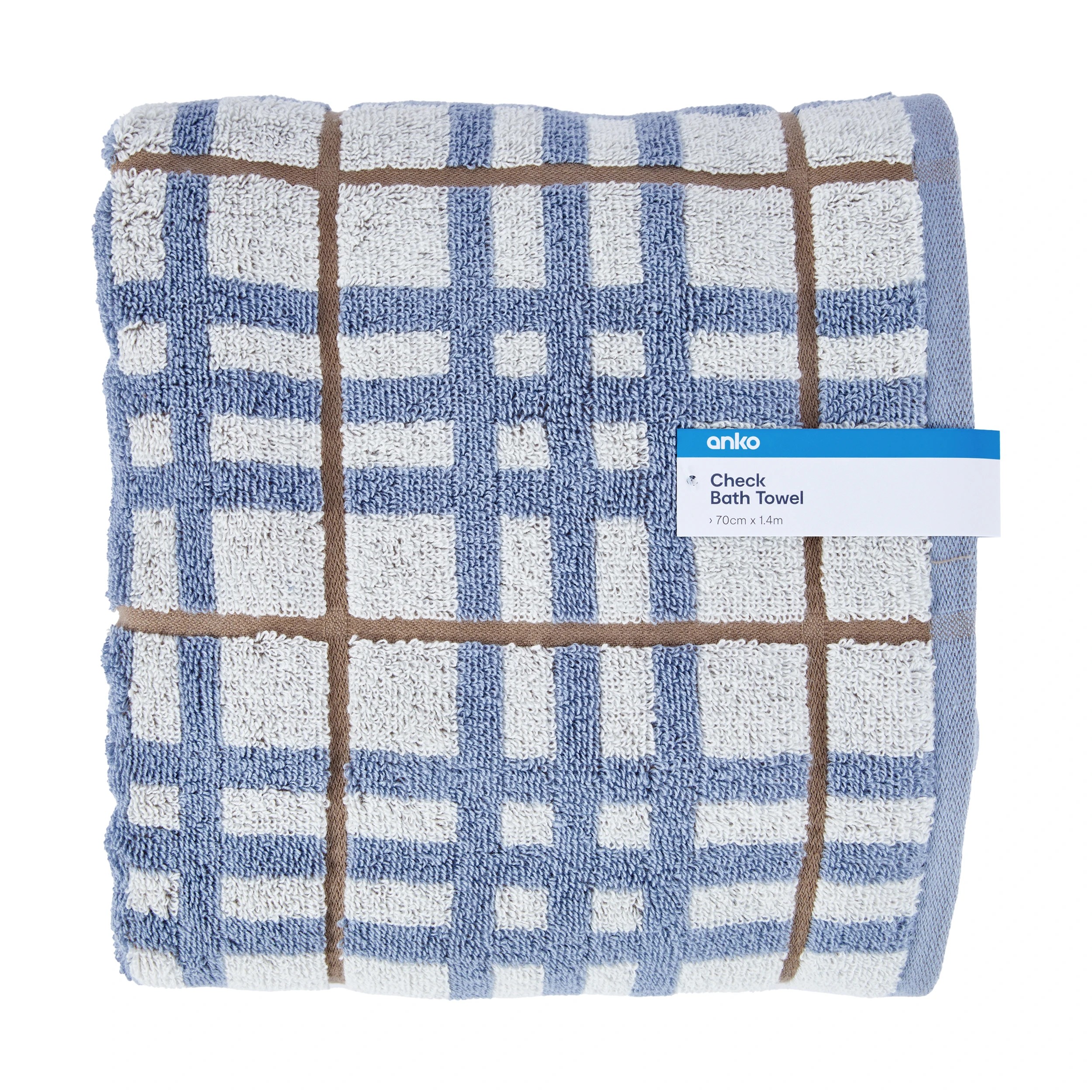 5 Cotton Check Bath Towel - Blue, 5 of 5