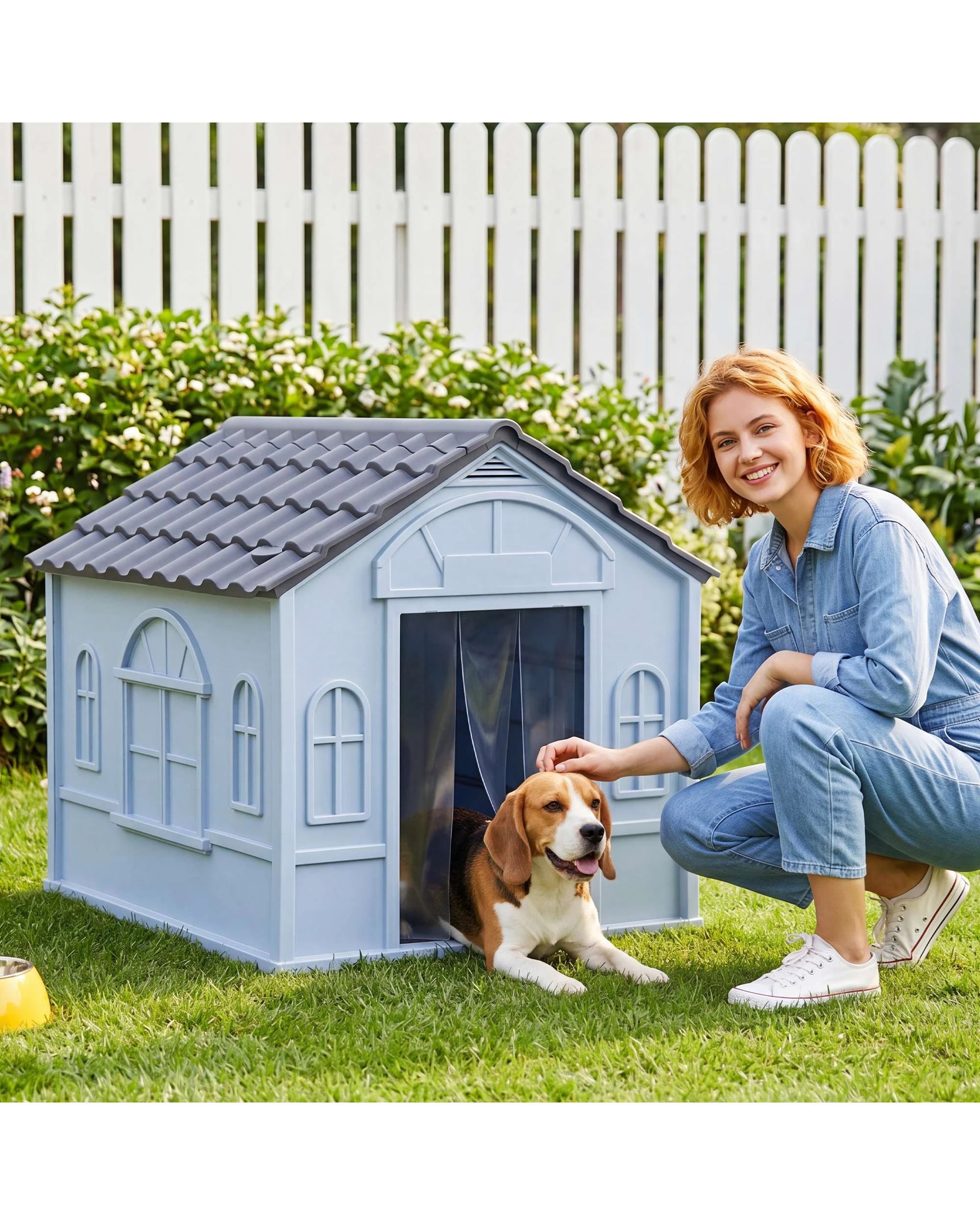 2 Advwin Large Durable Outdoor Dog House Pet Kennel w/Hidden Vent, 2 of 9