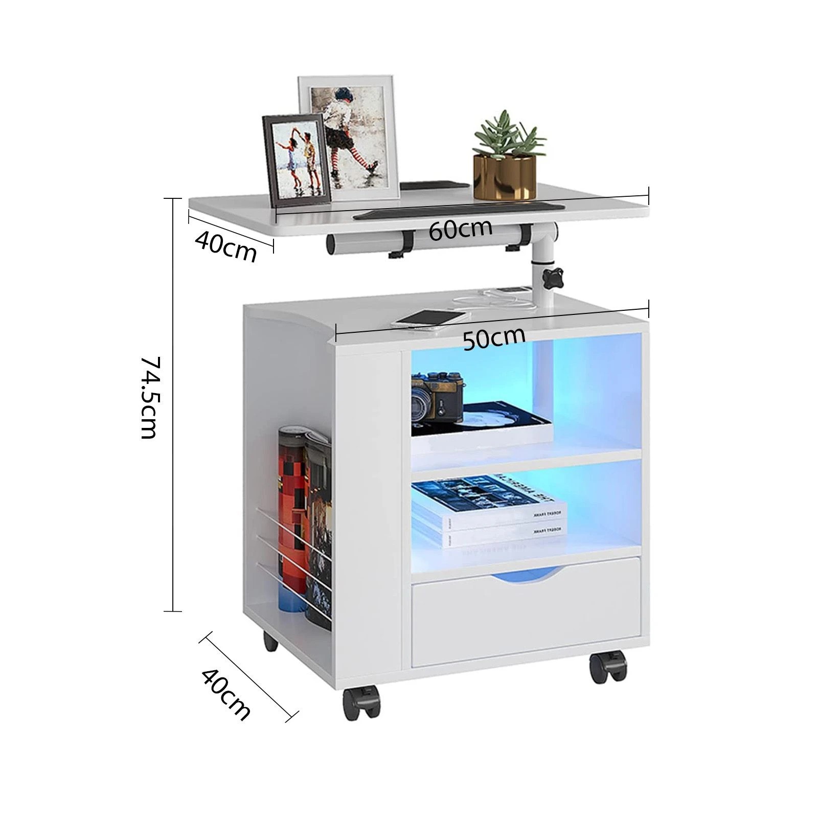 4 Luxsuite Smart Bedside Table White LED Cabinet Storage, 4 of 4