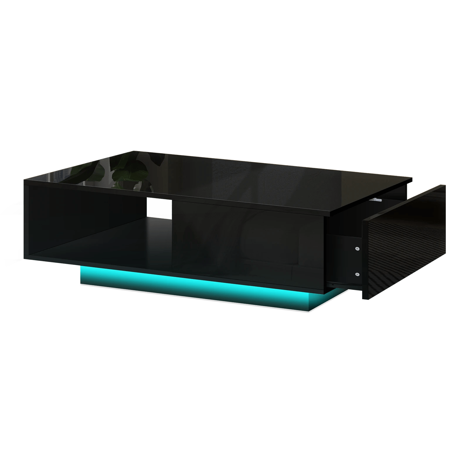 1 Alfordson Coffee Table 1 Drawer LED Gloss - Black, 1 of 10