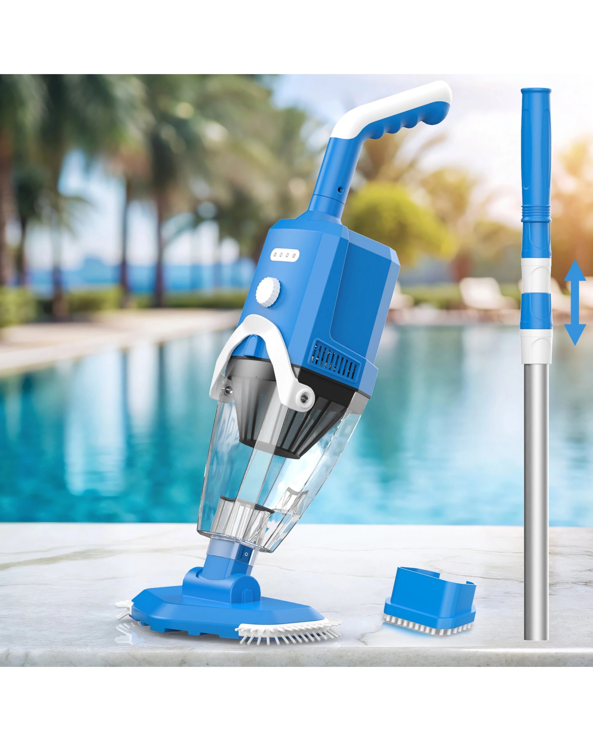 2 Advwin Rechargeable Pool Vacuum Cleaner with Telescopic Pole - Blue, 2 of 8