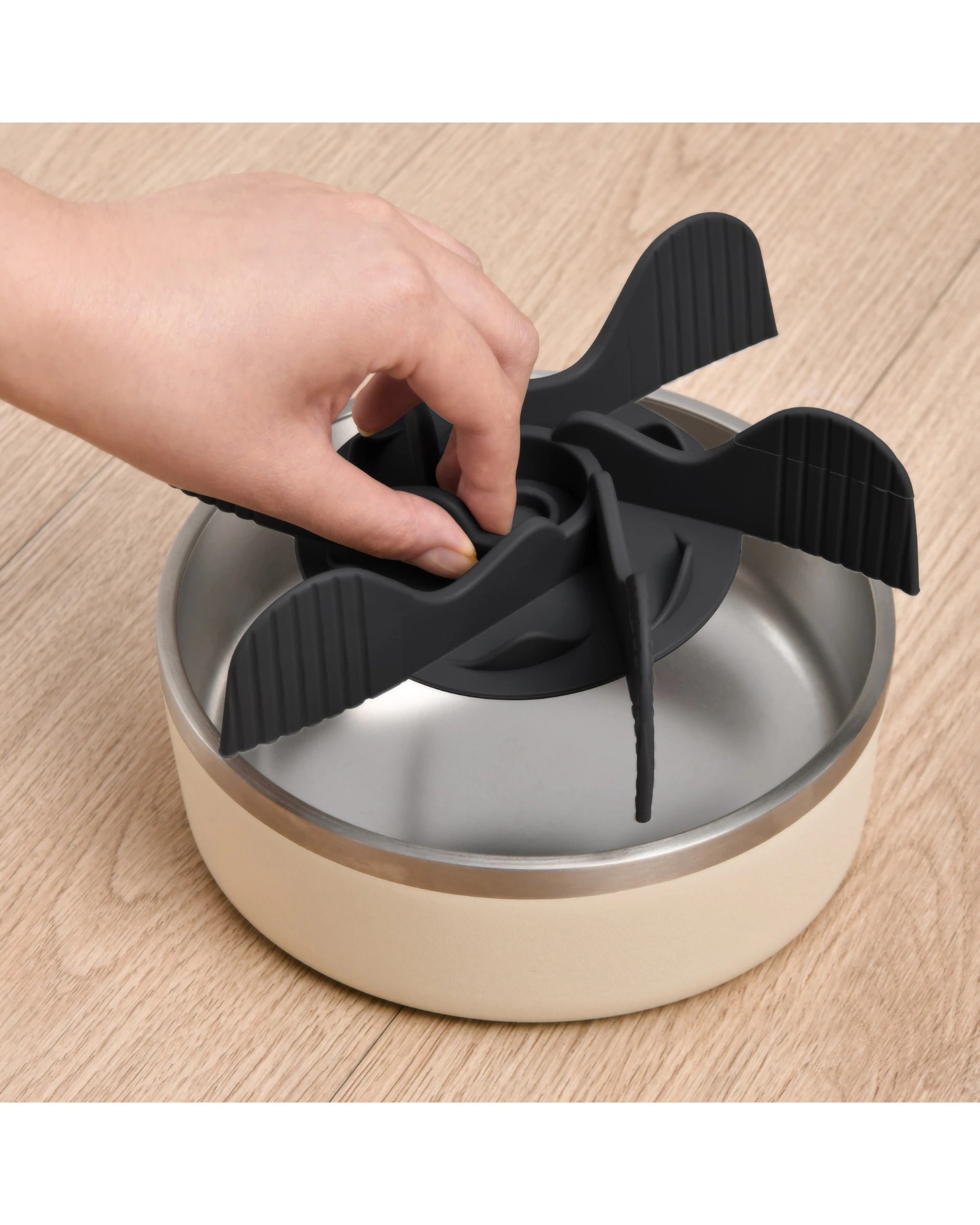 5 Charlie's Duro Double Wall Insulated Stainless Steel Dog Bowl with Removable Slow Feeder Attachment Large 1.89L - Cream, 5 of 6