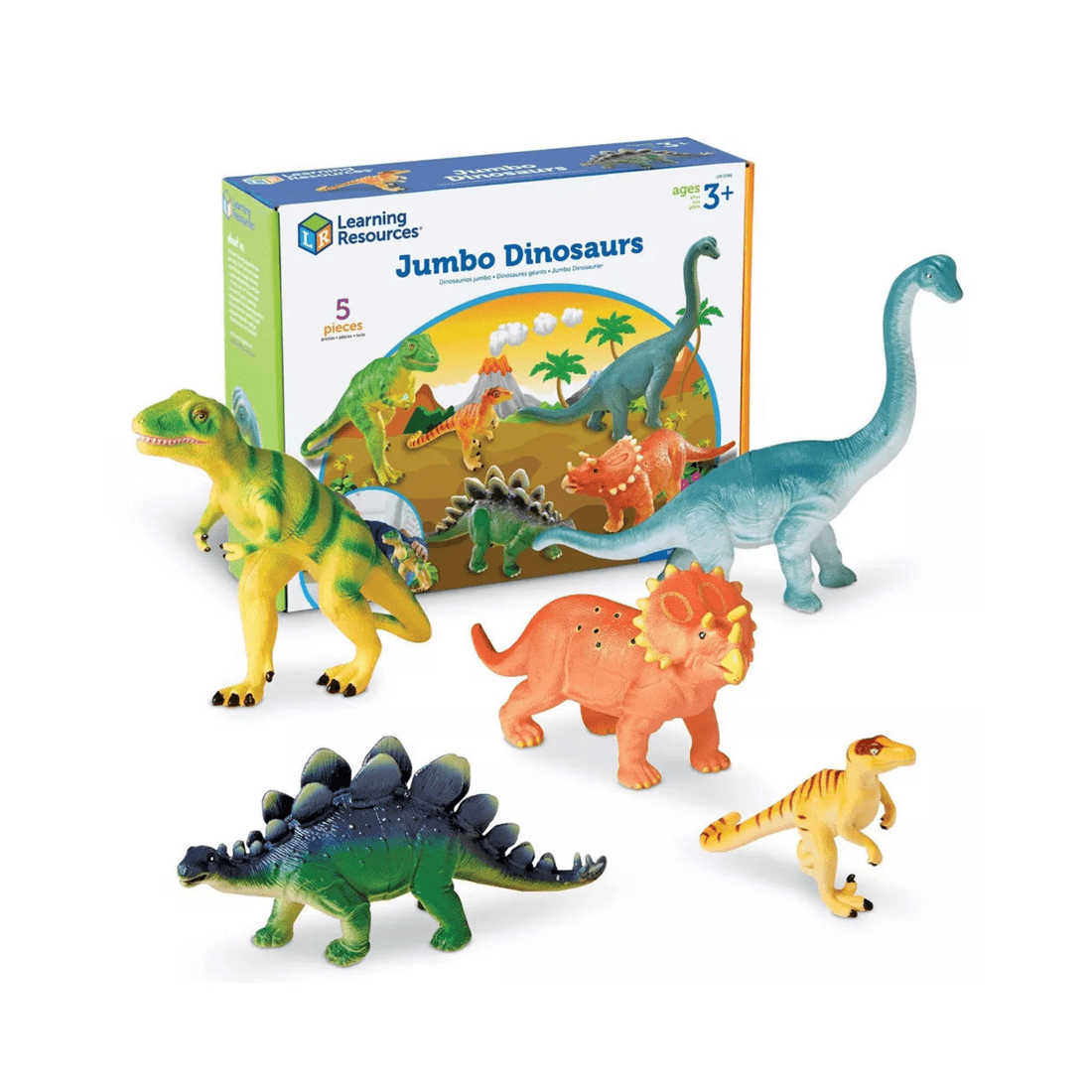 1 Learning Resources Jumbo Dinosaurs Set of 5, 1 of 5