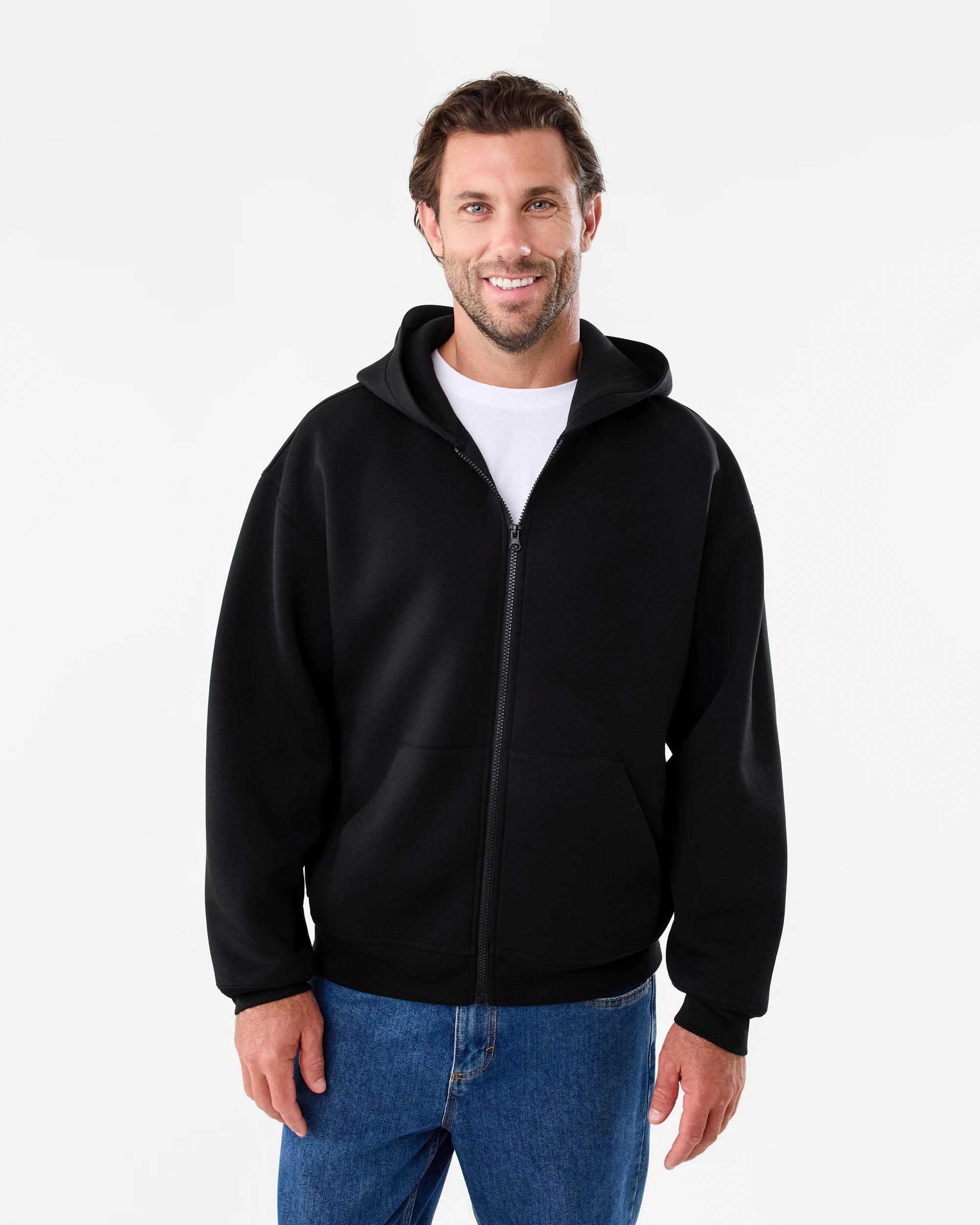 2 Oversized Scuba Zip Through Sweatshirt Black, 2 of 8