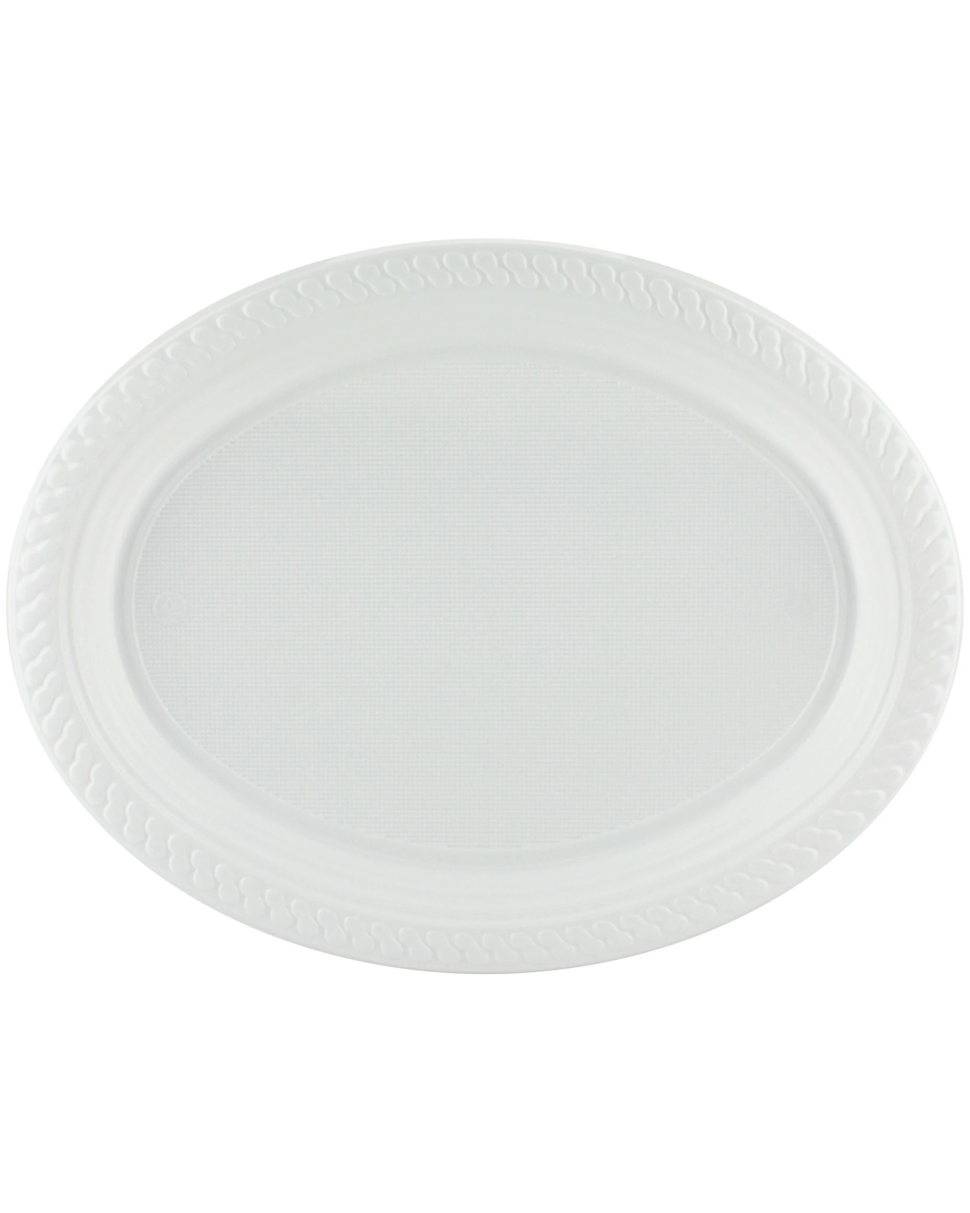 1 Partyware Everyday Living Reusable White Plastic Oval Plates Pack of 25 - White, 1 of 2