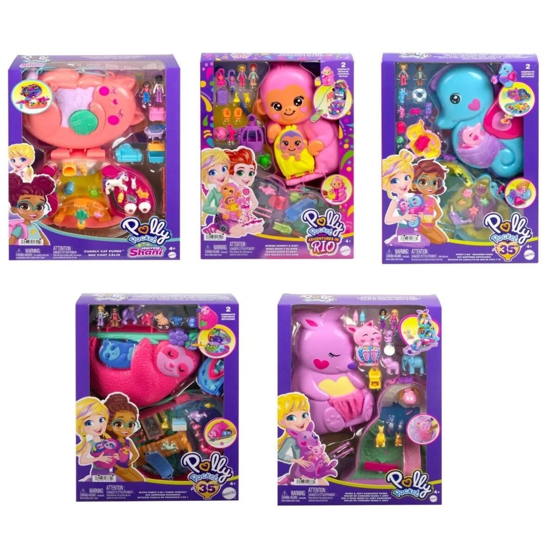 1 Polly Pocket Mini Toys Wearable Purse Compact Playset - Assorted, 1 of 8
