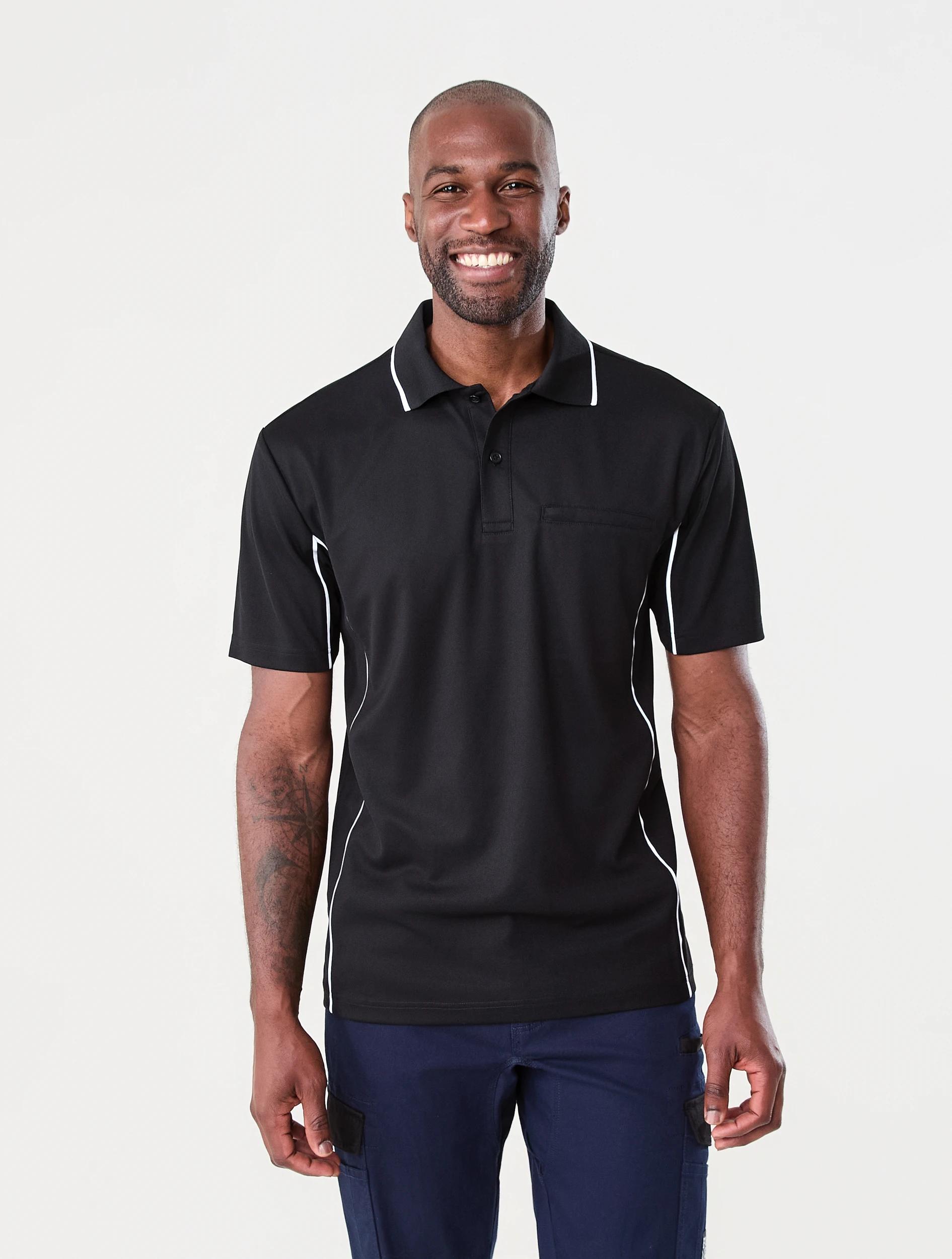 1 Workwear Short Sleeve Polo Shirt BLACK, 1 of 7
