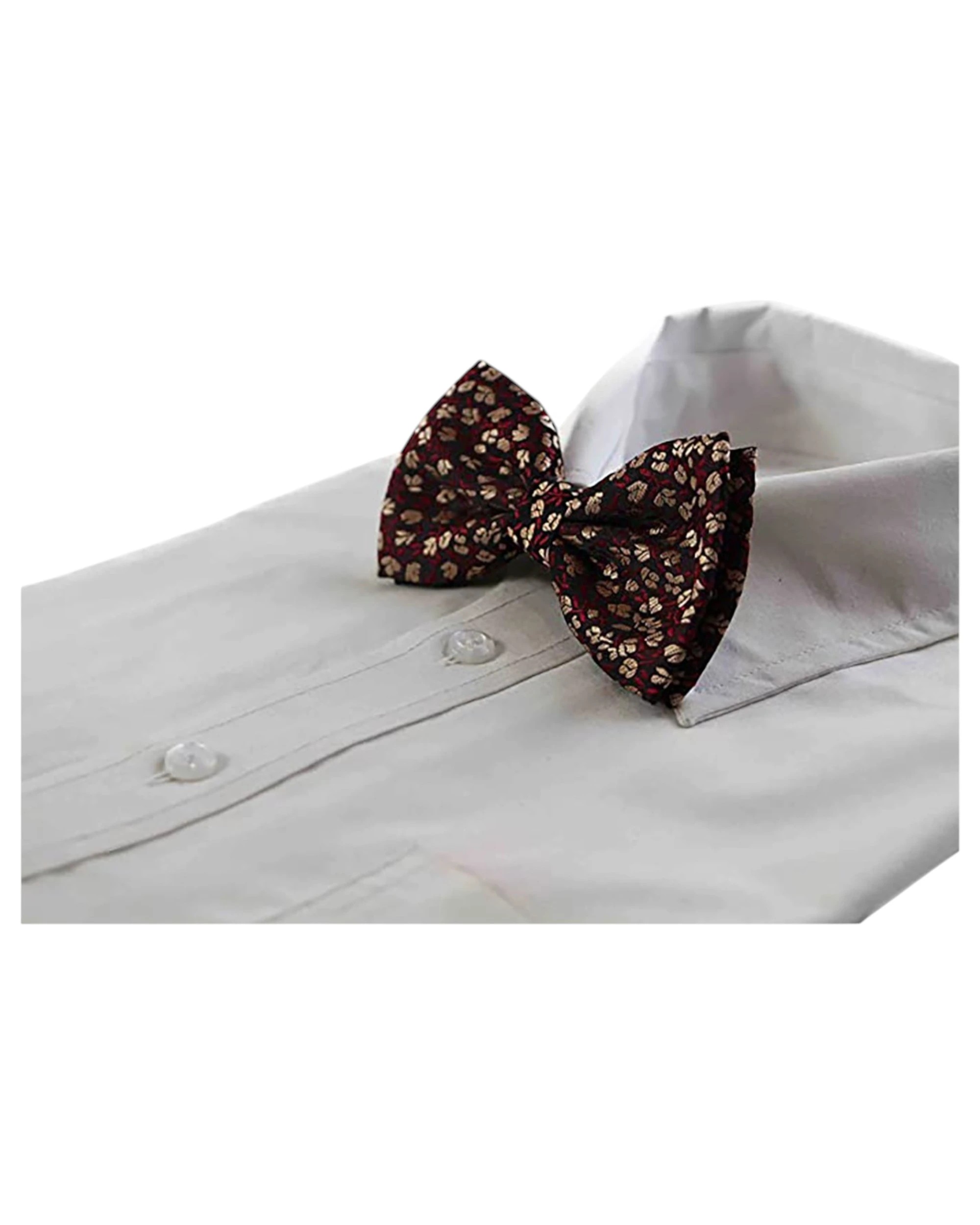 1 Zasel Mens Dark Red Brown Floral Patterned Bow Tie - Multi, 1 of 5