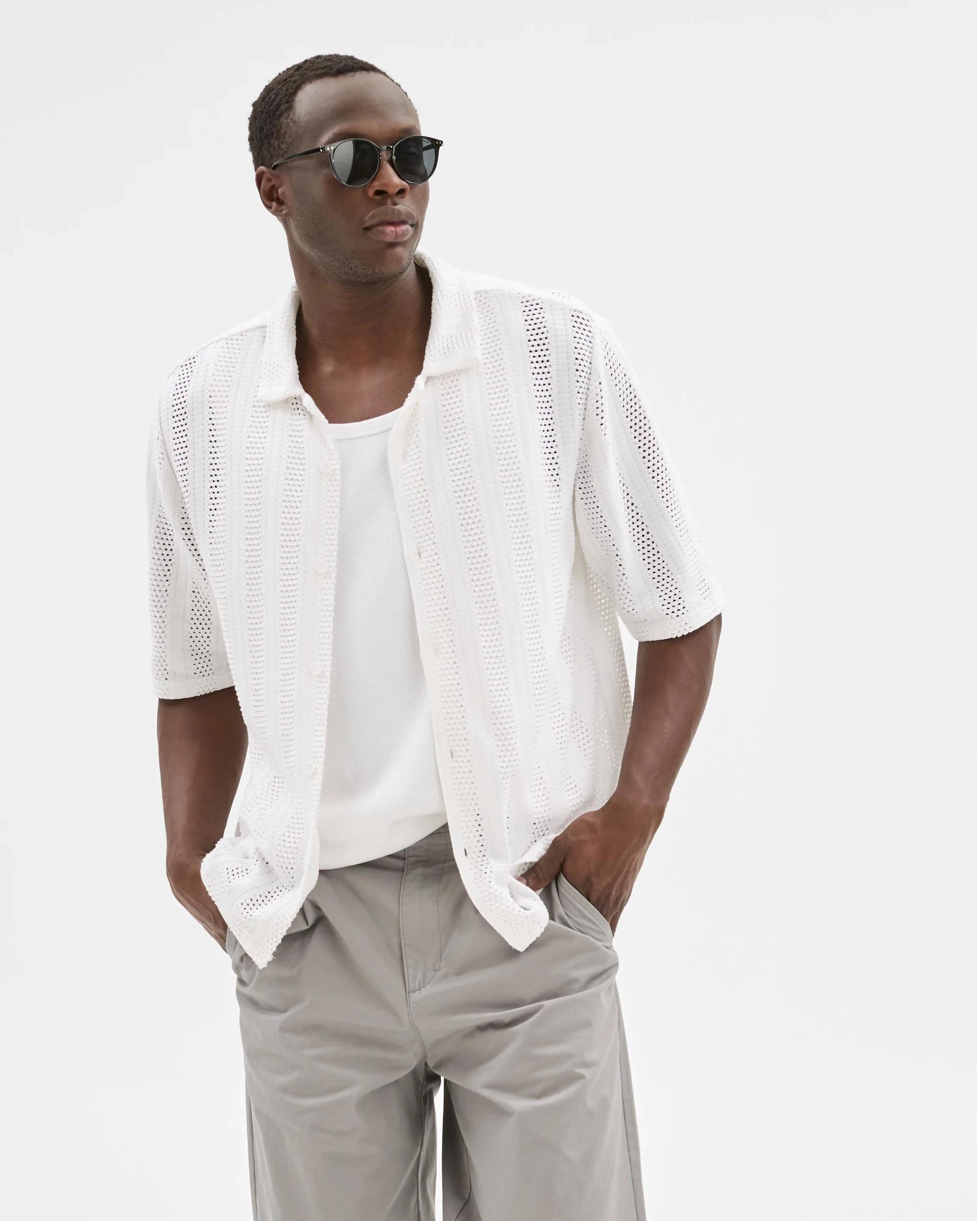 1 Australian Cotton Blend Knit Resort Shirt - Commons WHITE, 1 of 6