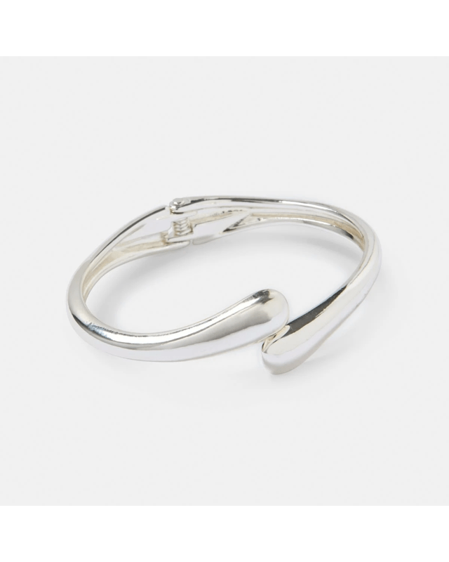 Teardrop Hinged Cuff Bracelet - Silver 